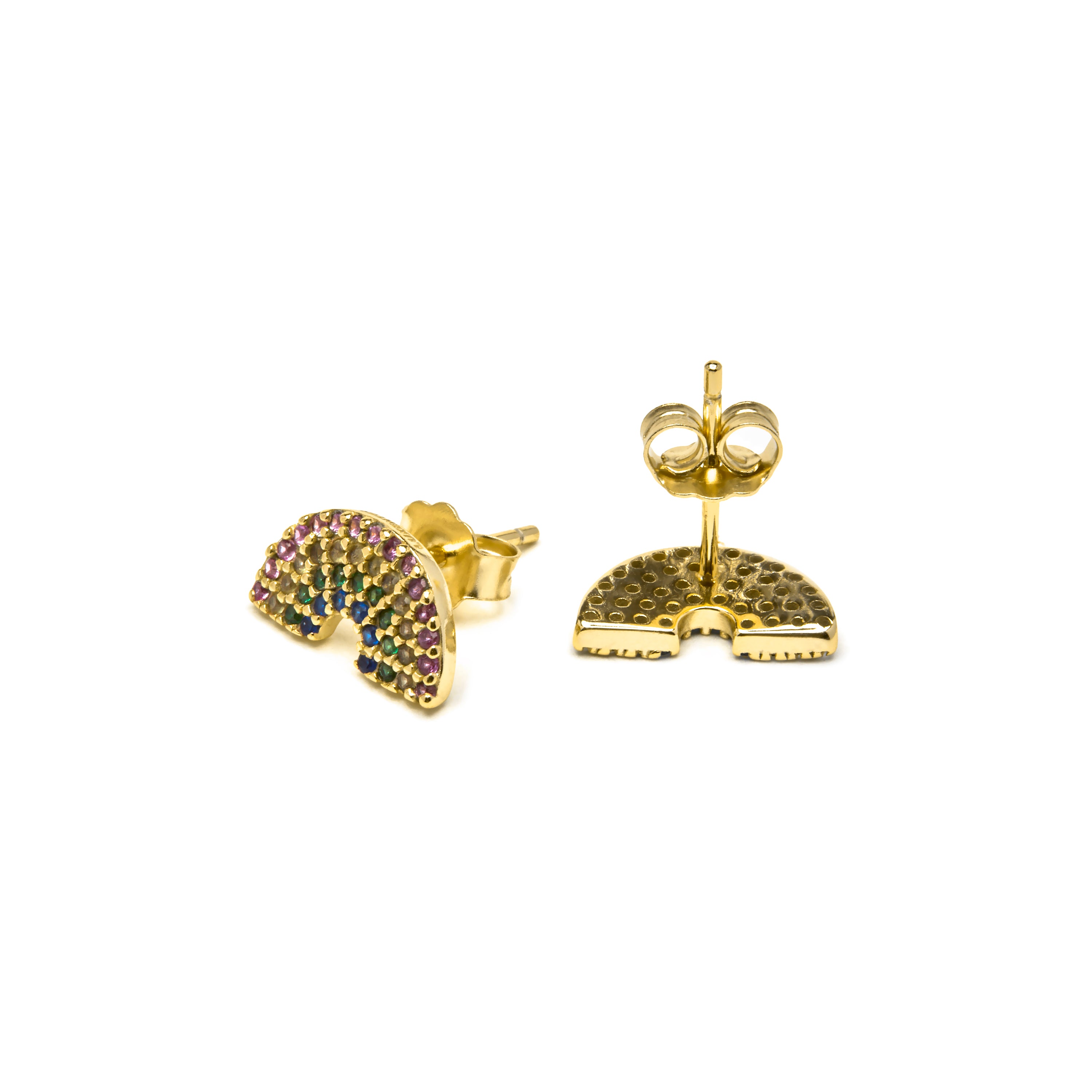 925 Sterling Silver Earrings with Multicolor Cubic Zirconia finished in 18k Yellow Gold - Nivart