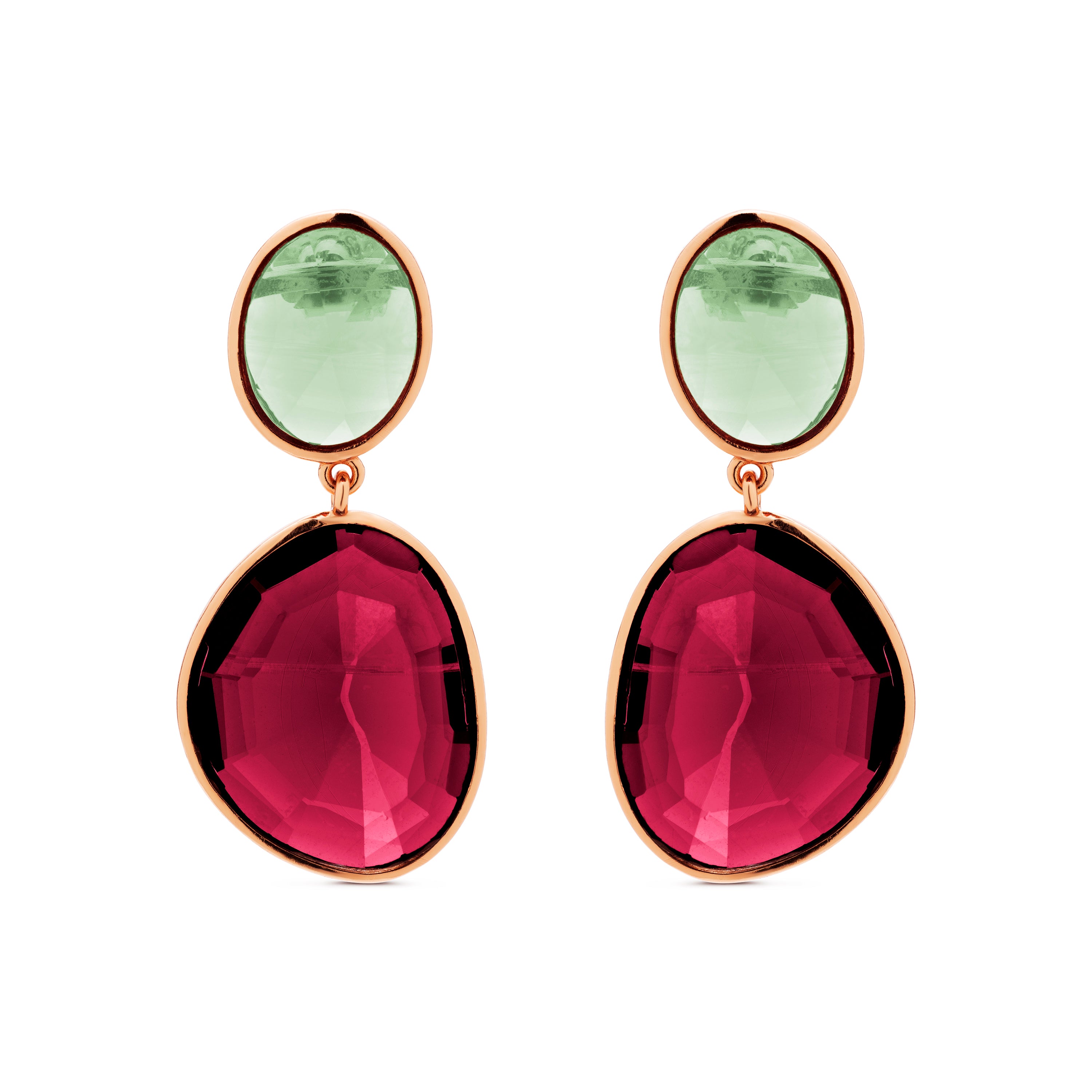 925 Sterling Silver Earrings with Cherry Hydrothermal Quartz finished in 18K Rose Gold - Anjoan