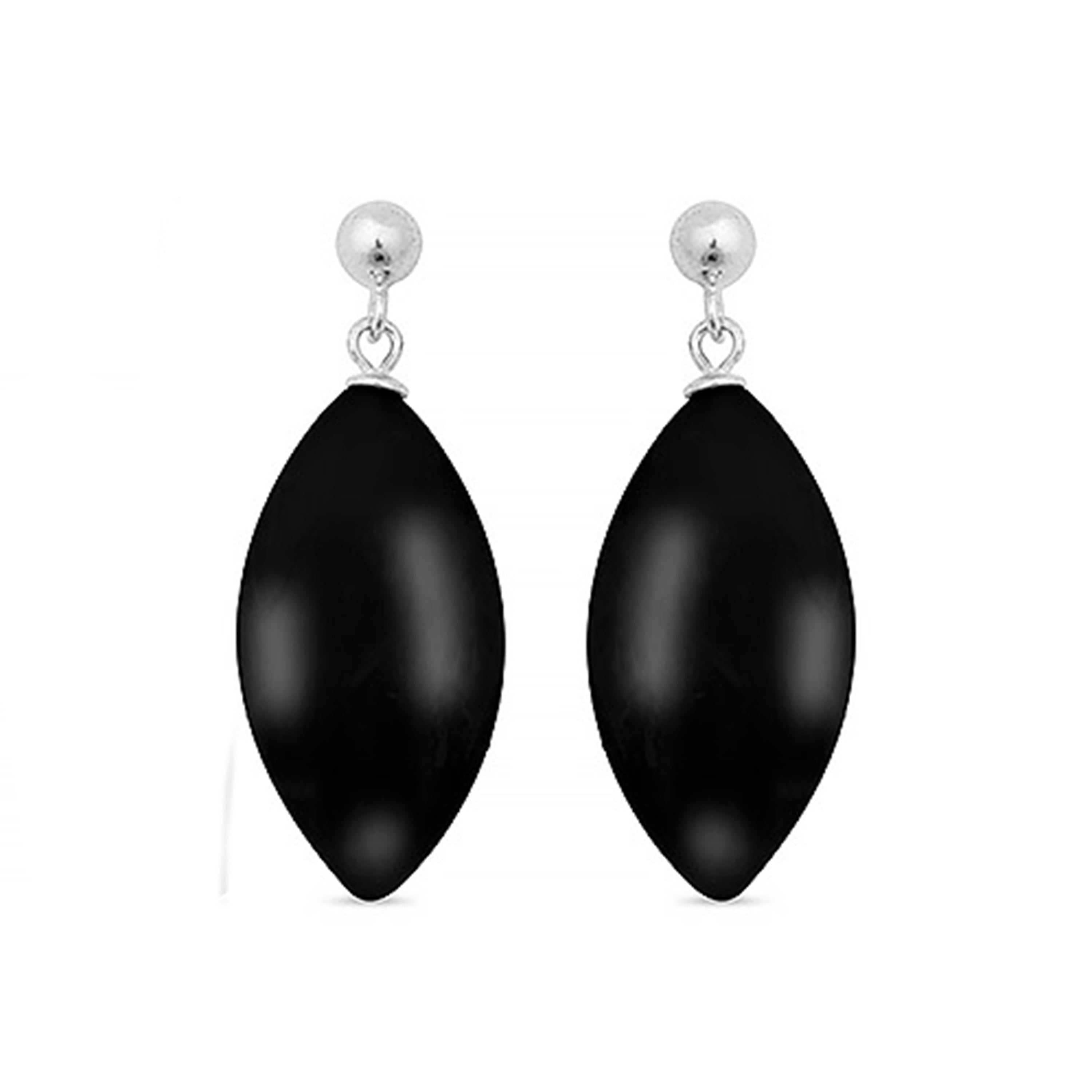 Boucles d'oreilles en argent sterling 925 avec onyx finition rhodium - Ayom