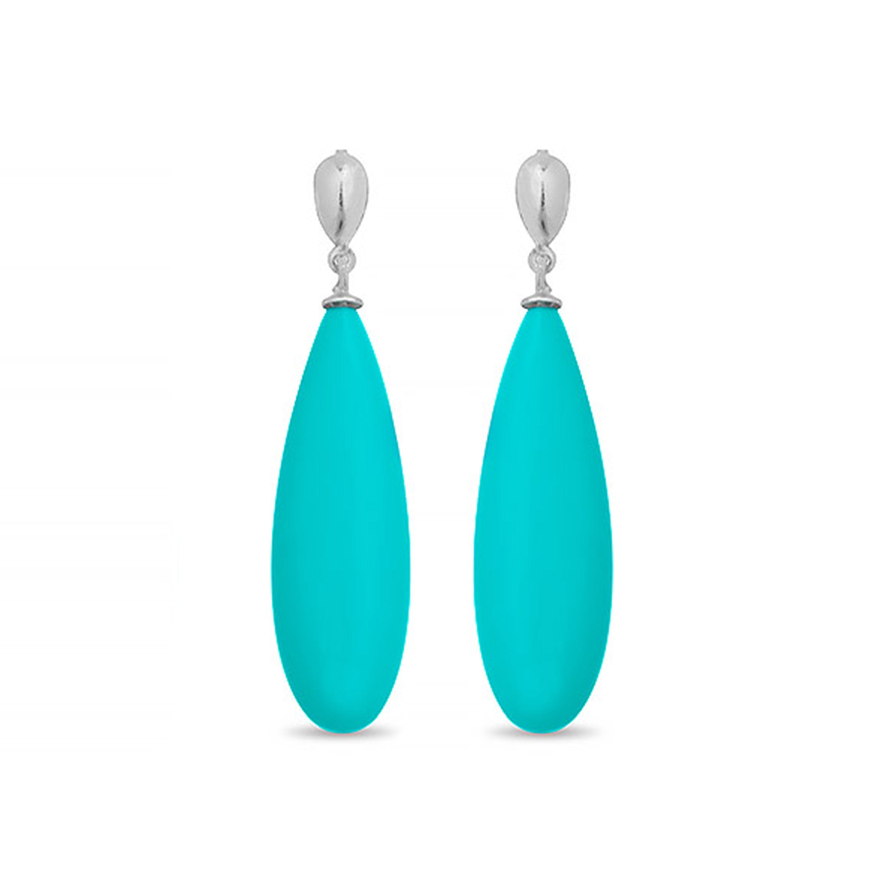 Orecchini in Argento Sterling 925 con Turchese finiti in rodio - Adak