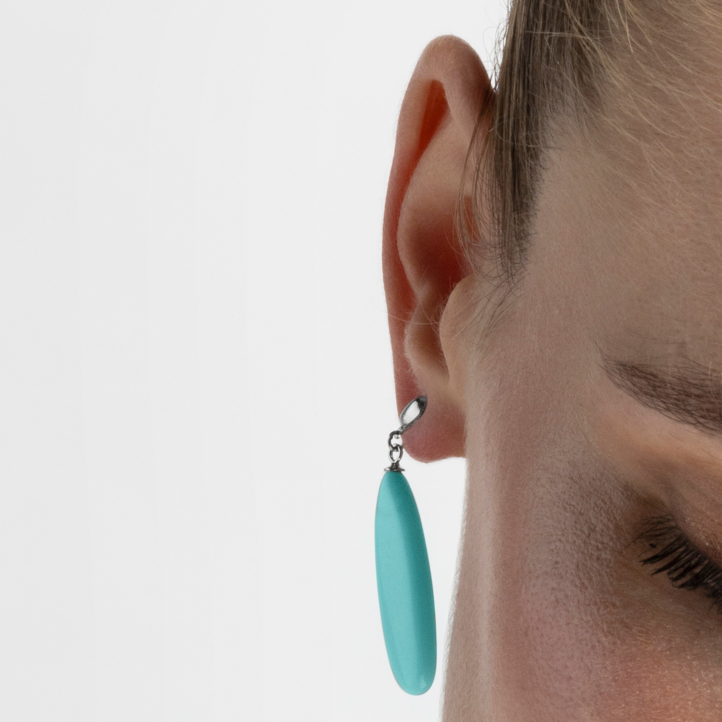 Orecchini in Argento Sterling 925 con Turchese finiti in rodio - Adak