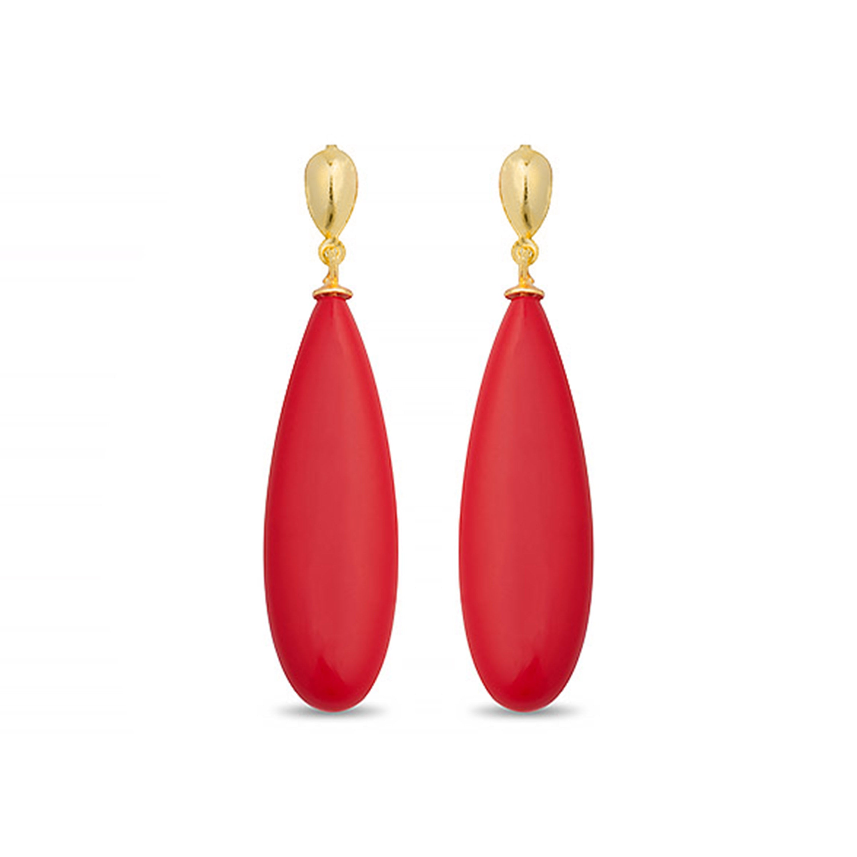 Pendientes de Plata de Ley 925 con Coral acabados en oro amarillo 18K - Adak