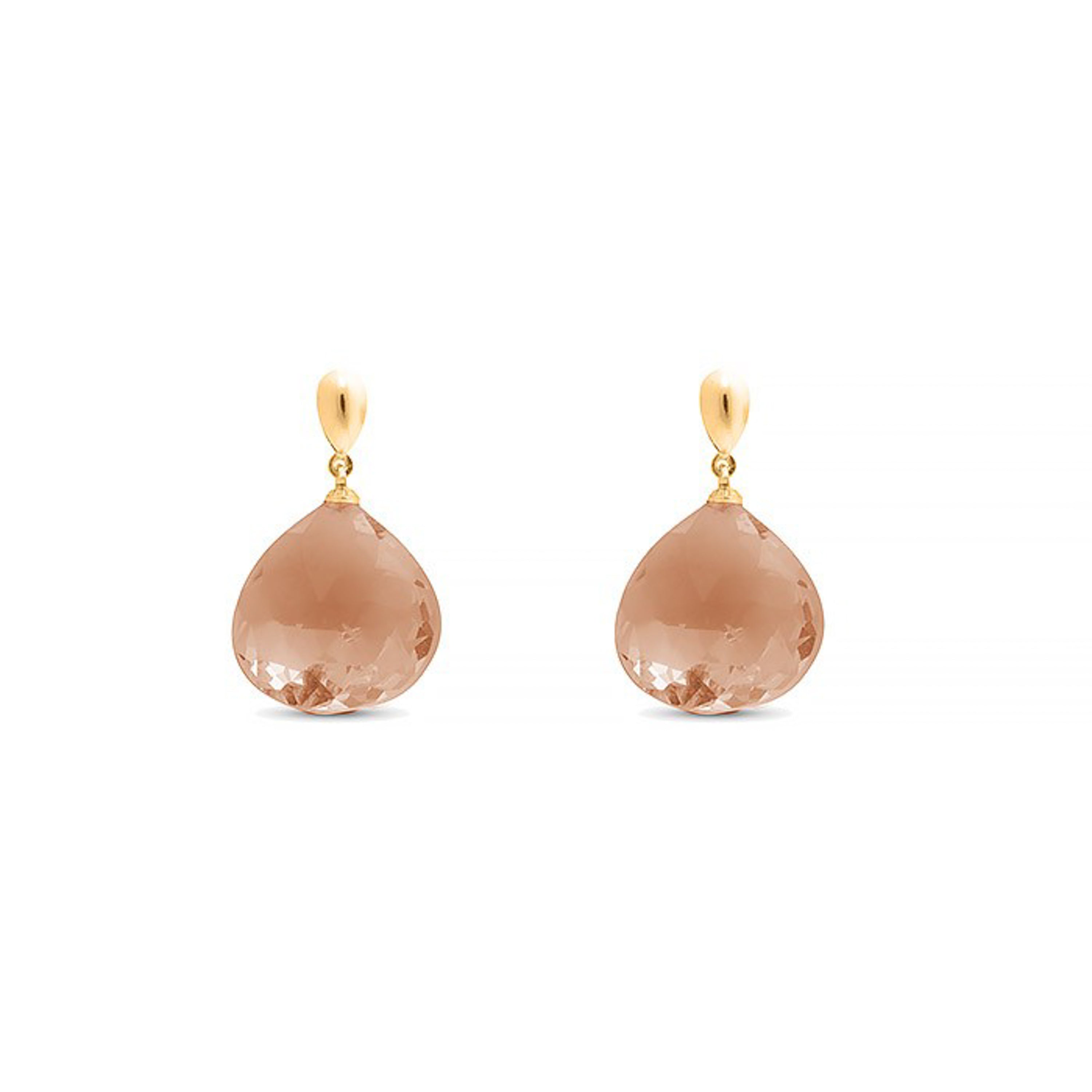 Orecchini in Argento Sterling 925 con Quarzo Fumé Idrotermale finiti in oro giallo 18K - Zoqoyi