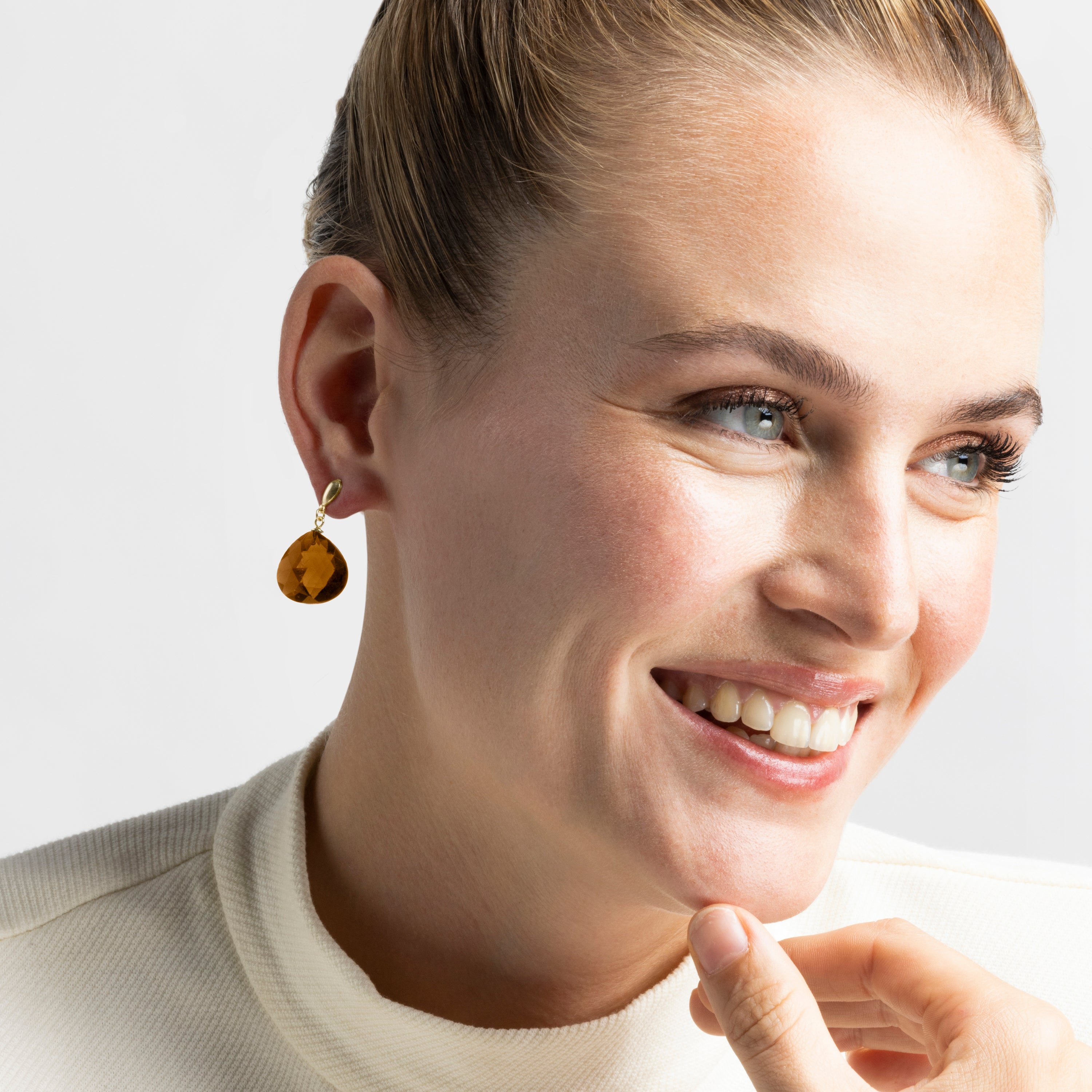 Orecchini in Argento Sterling 925 con Quarzo Fumé Idrotermale finiti in oro giallo 18K - Zoqoyi