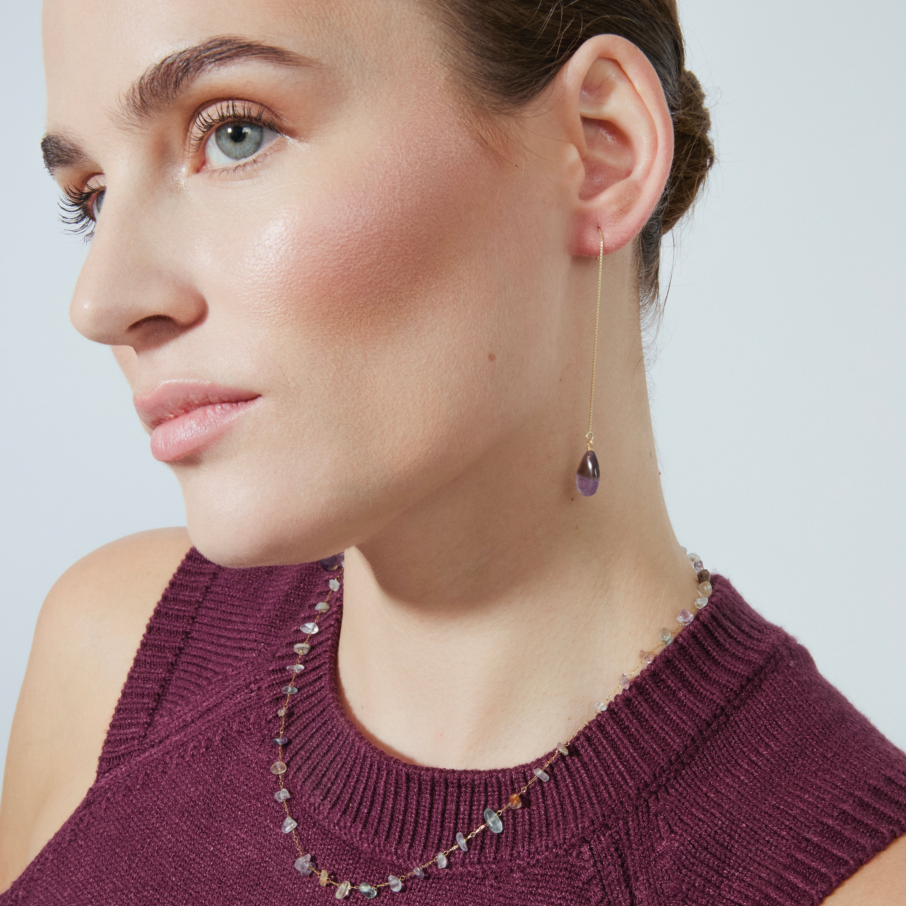 Pendientes de Plata de Ley 925 con Amatista Natural acabados en oro amarillo 18K - Zoqoyi