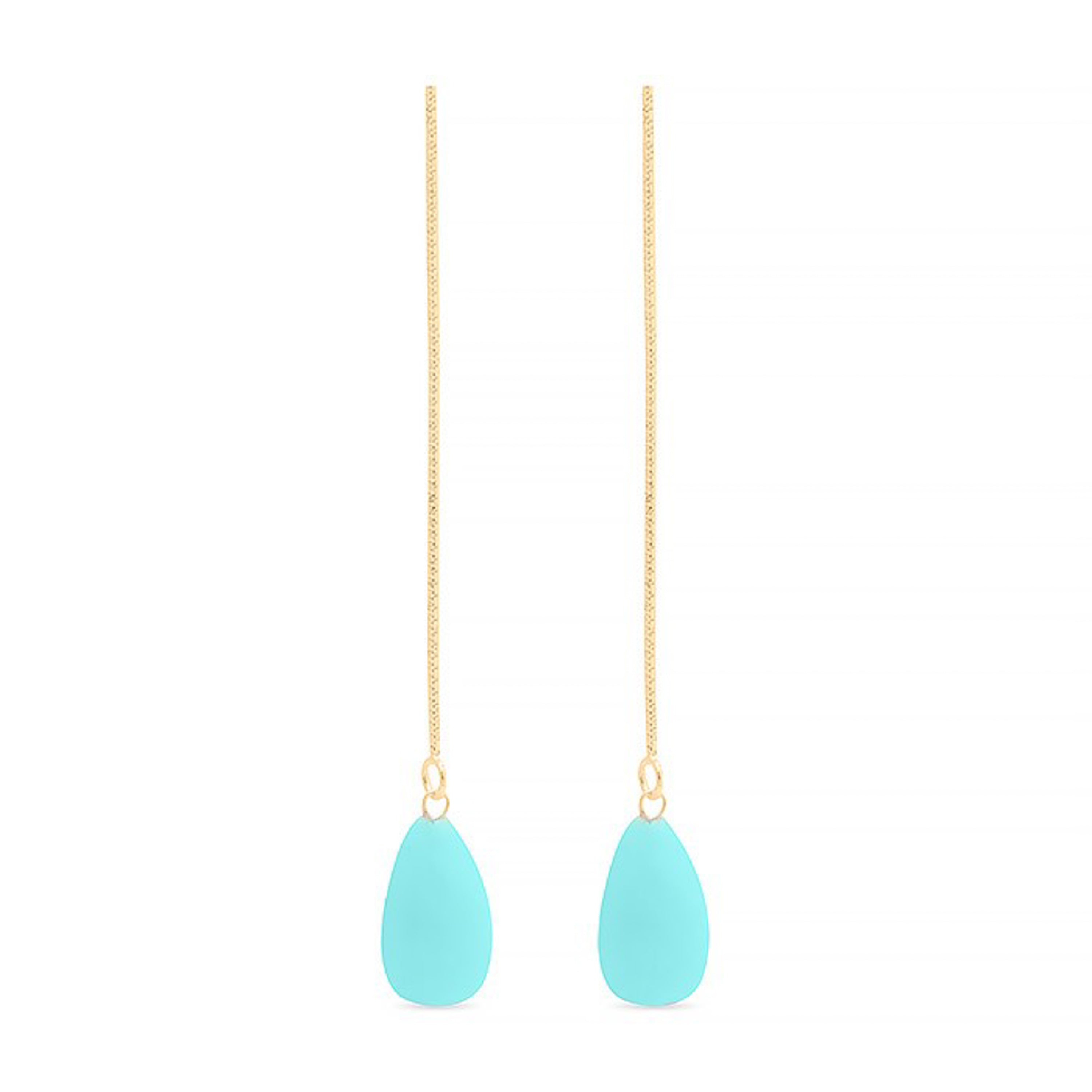 Boucles d'oreilles en argent sterling 925 avec turquoise finies en or jaune 18K - Zoqoyi