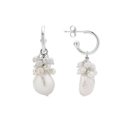 Pendientes de Plata de Ley 925 y Perla Blanca acabado rodio - Zoqoyi