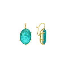 925 Sterling Silver Earrings with Green Zirconia finished in 18k Yellow Gold - Jadir