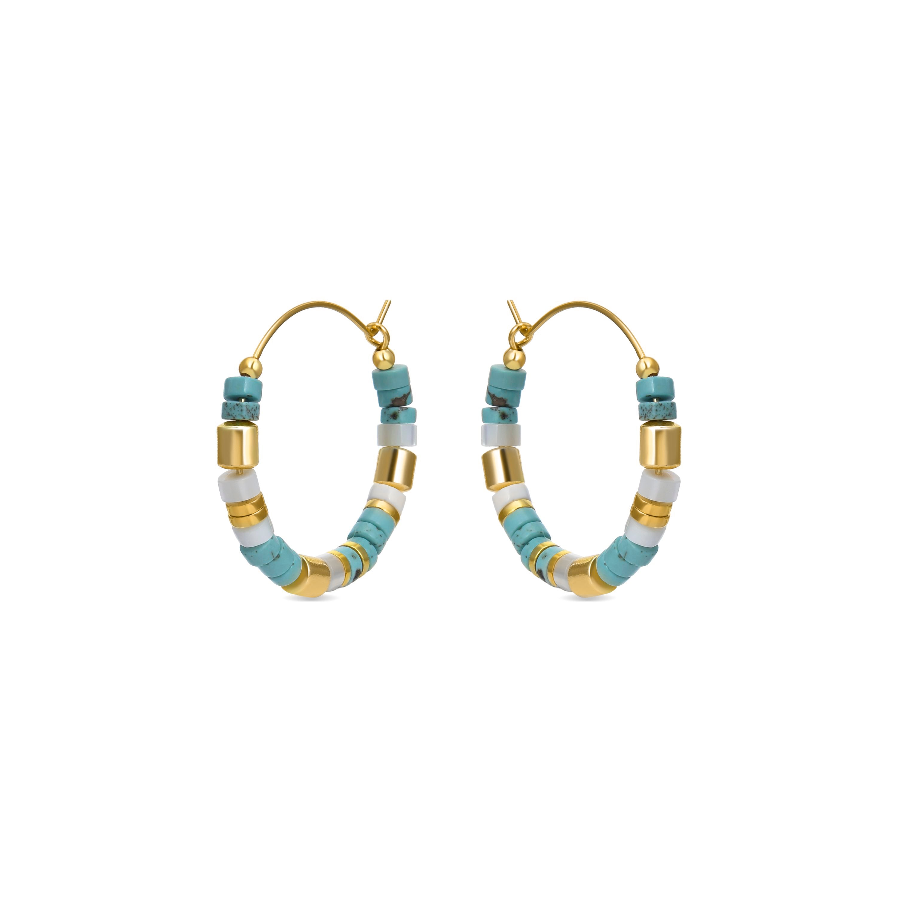 Pendientes de Plata de Ley 925 con Turquesa acabados en oro amarillo 18K - Ihun
