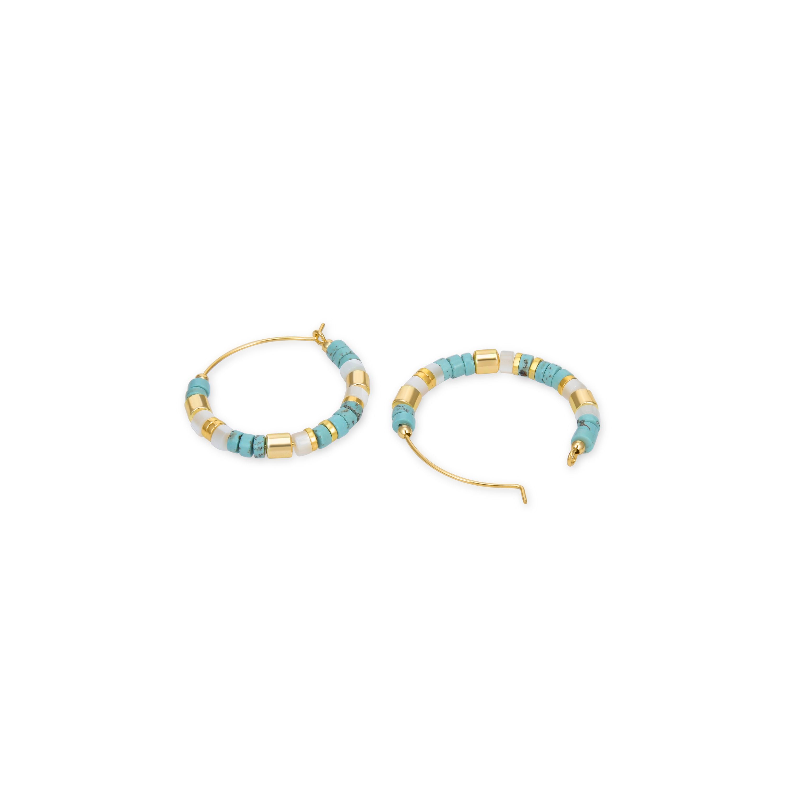 Pendientes de Plata de Ley 925 con Turquesa acabados en oro amarillo 18K - Ihun
