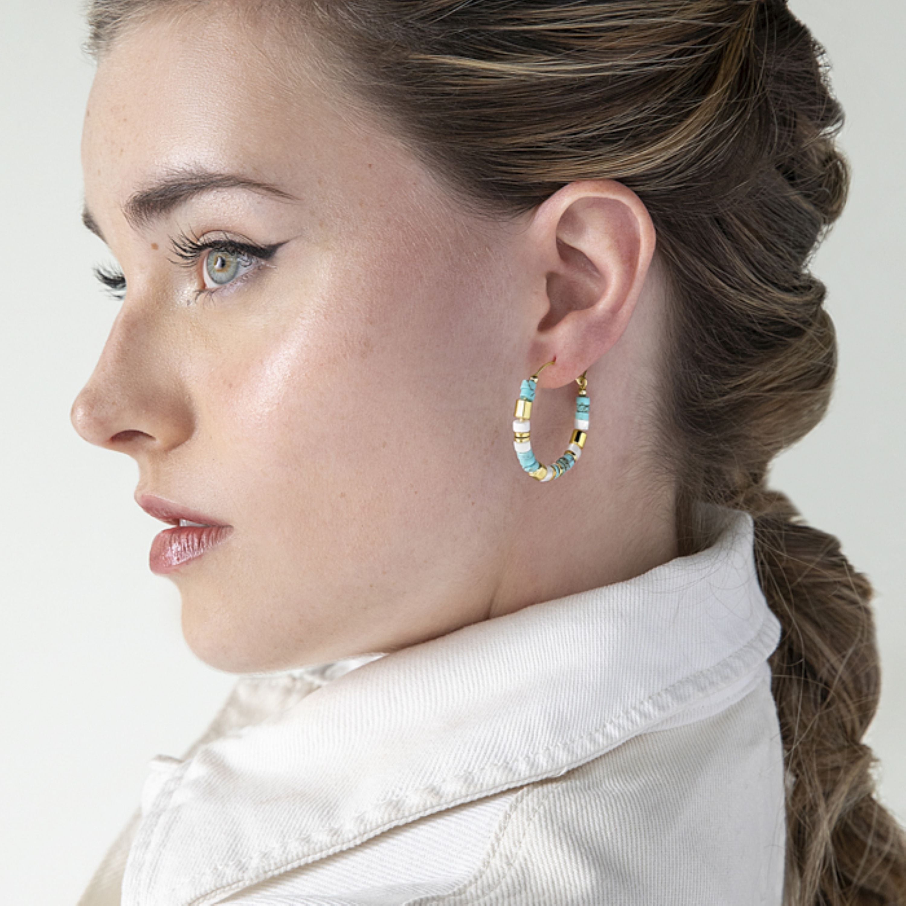 Pendientes de Plata de Ley 925 con Turquesa acabados en oro amarillo 18K - Ihun