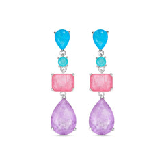 925 Sterling Silver Earrings with Multicolor Hydrothermal Quartz rhodium finish - Mifa