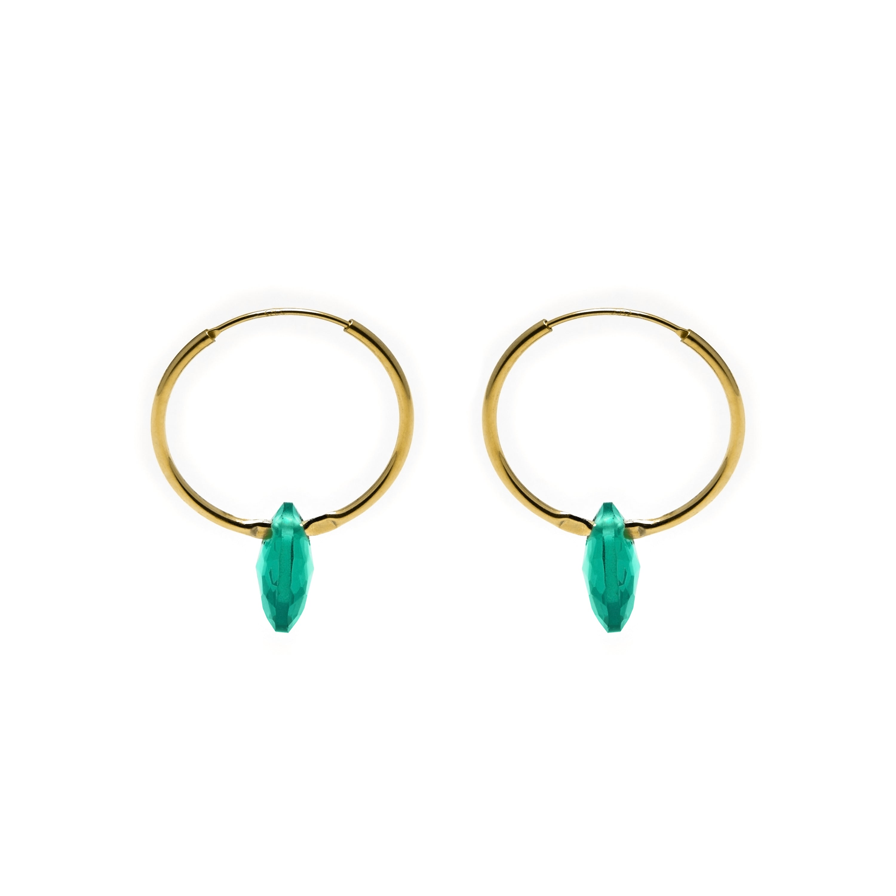 Boucles d'oreilles en argent sterling 925 avec quartz hydrothermal vert finition or jaune 18K - Vanshy