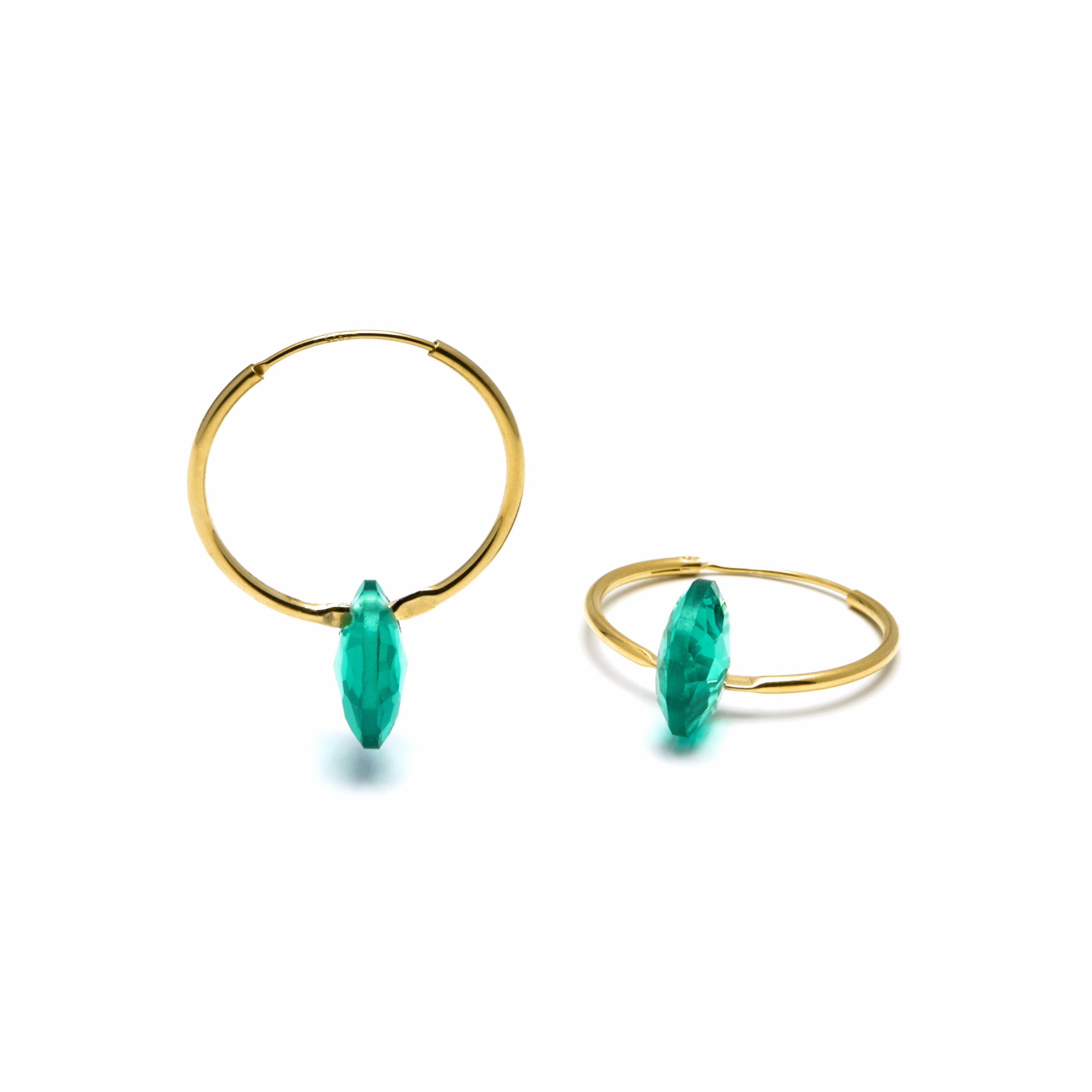 Boucles d'oreilles en argent sterling 925 avec quartz hydrothermal vert finition or jaune 18K - Vanshy