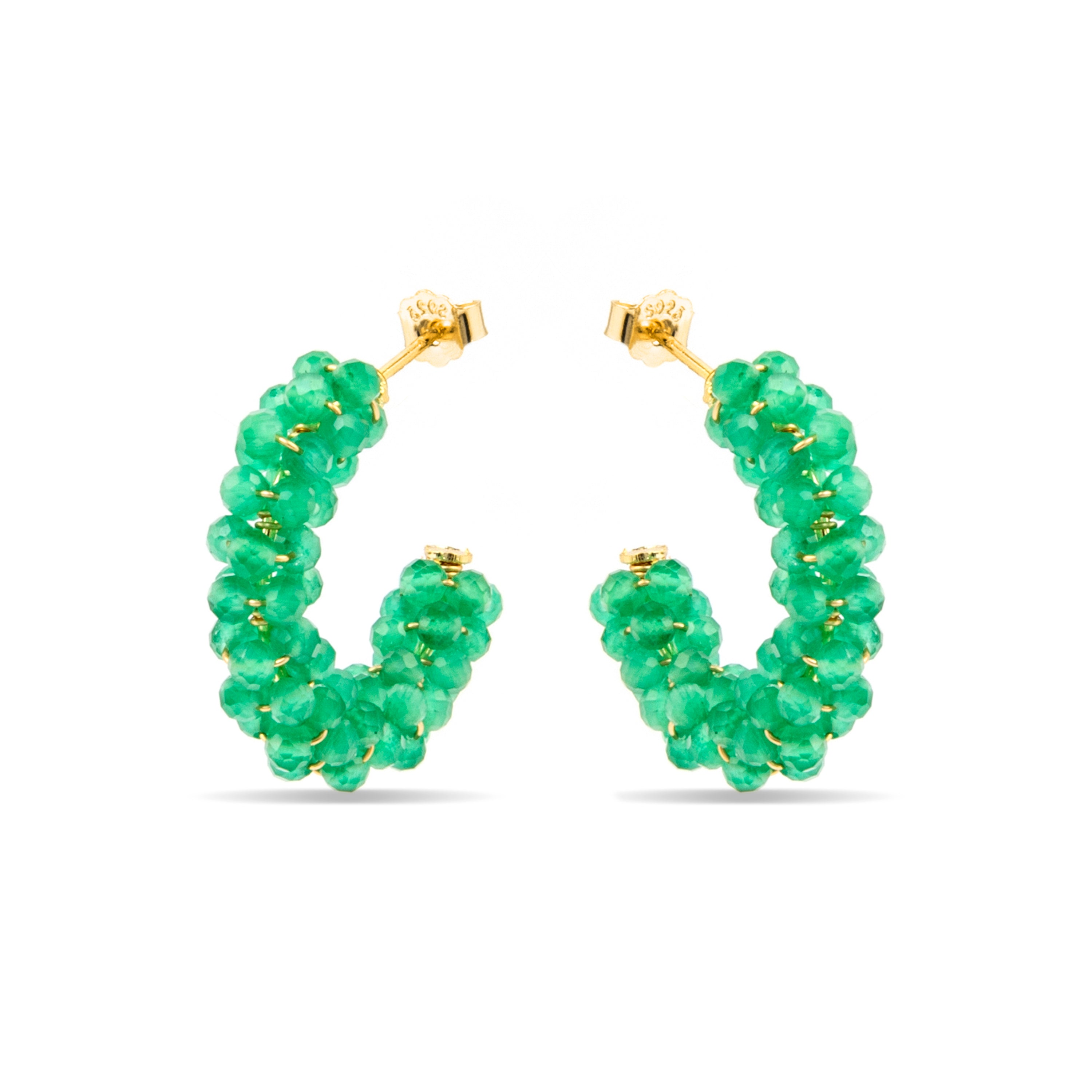 Ohrringe aus 925er Sterlingsilber und grünem Paraiba-Hydrothermalquarz mit 18k Gelbgold-Finish - Rariki