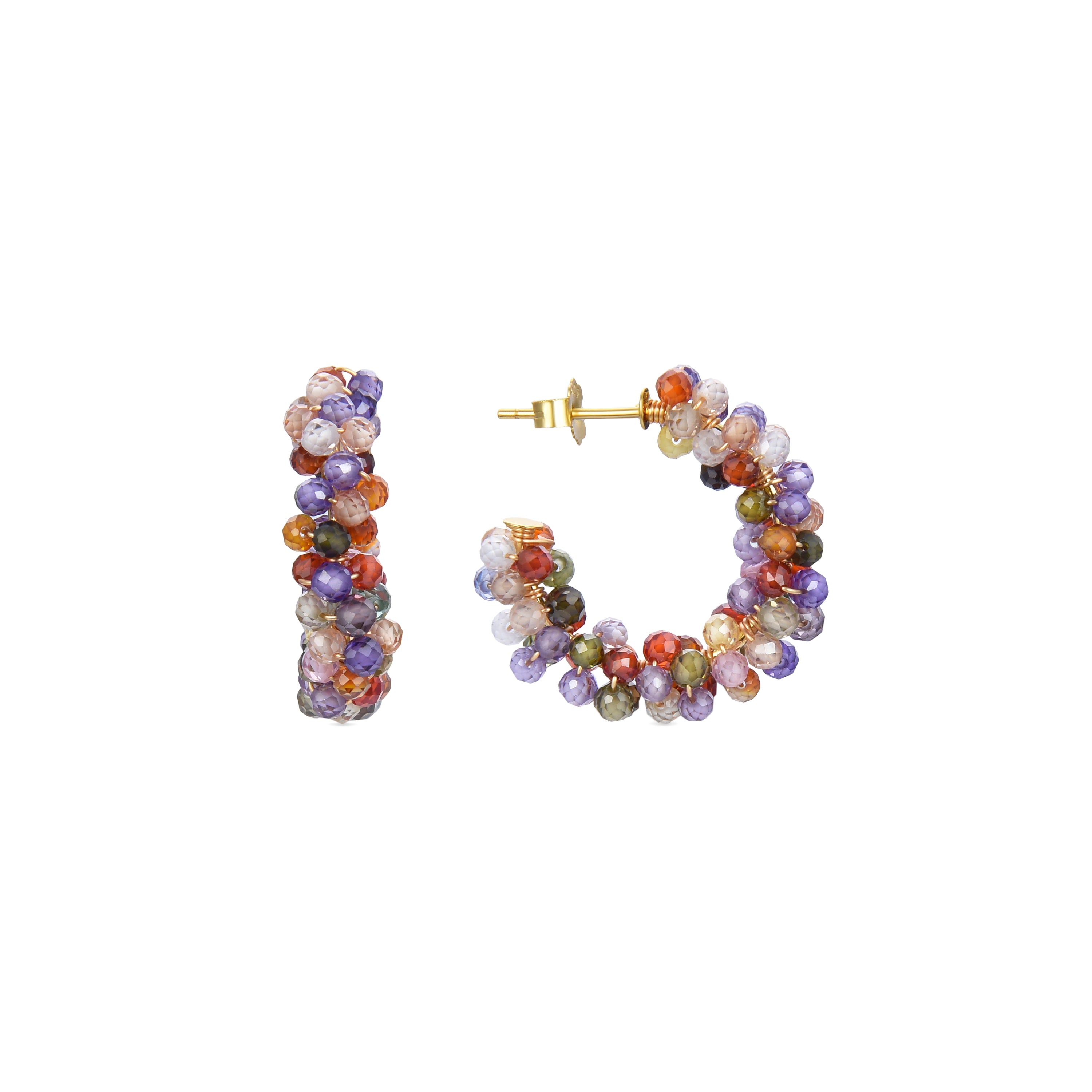 Pendientes de Plata de Ley 925 con Cristal Multicolor acabados en oro amarillo 18K - Salblai
