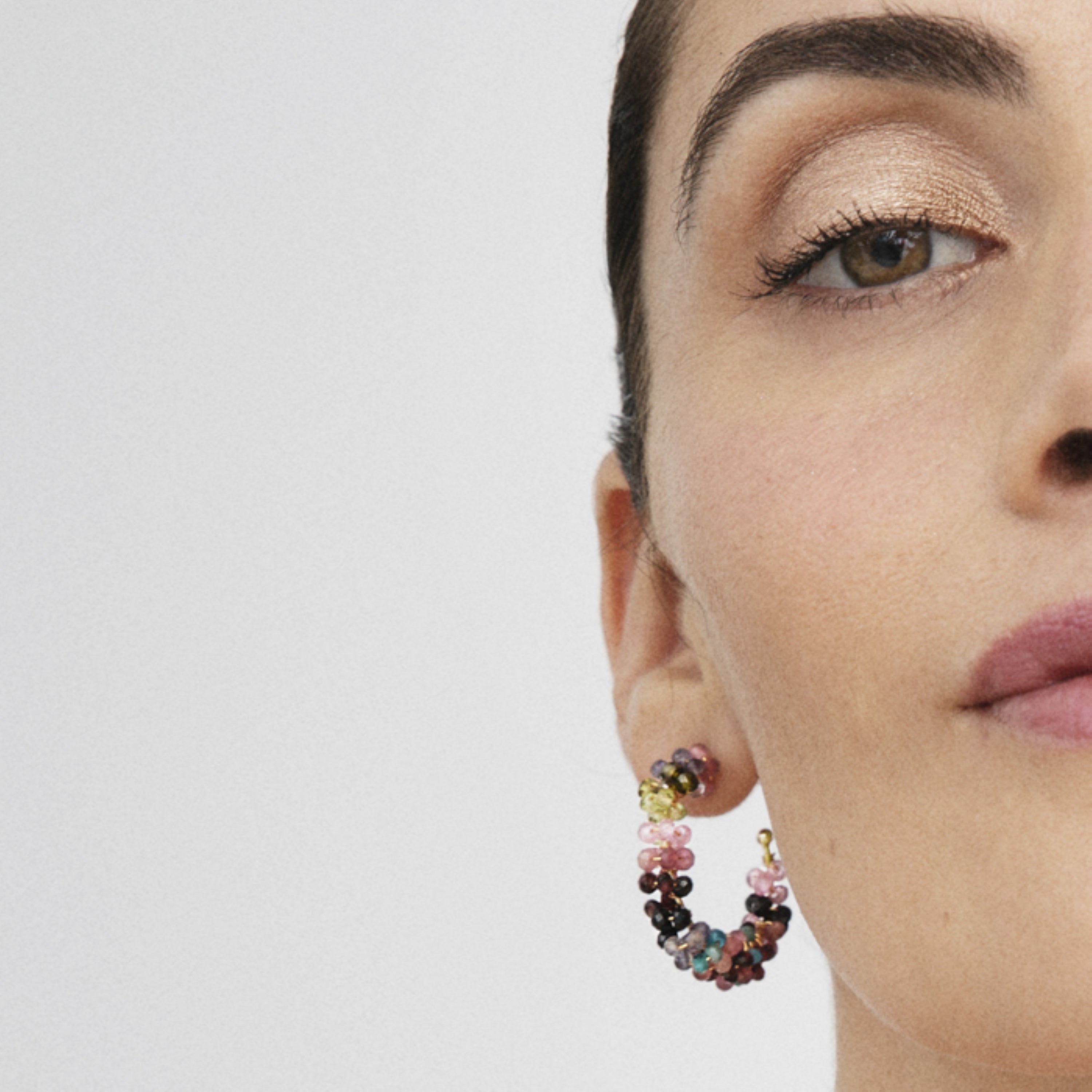 925 Sterling Silver Earrings with Multicolor Tourmaline finished in 18K yellow gold - Salblai