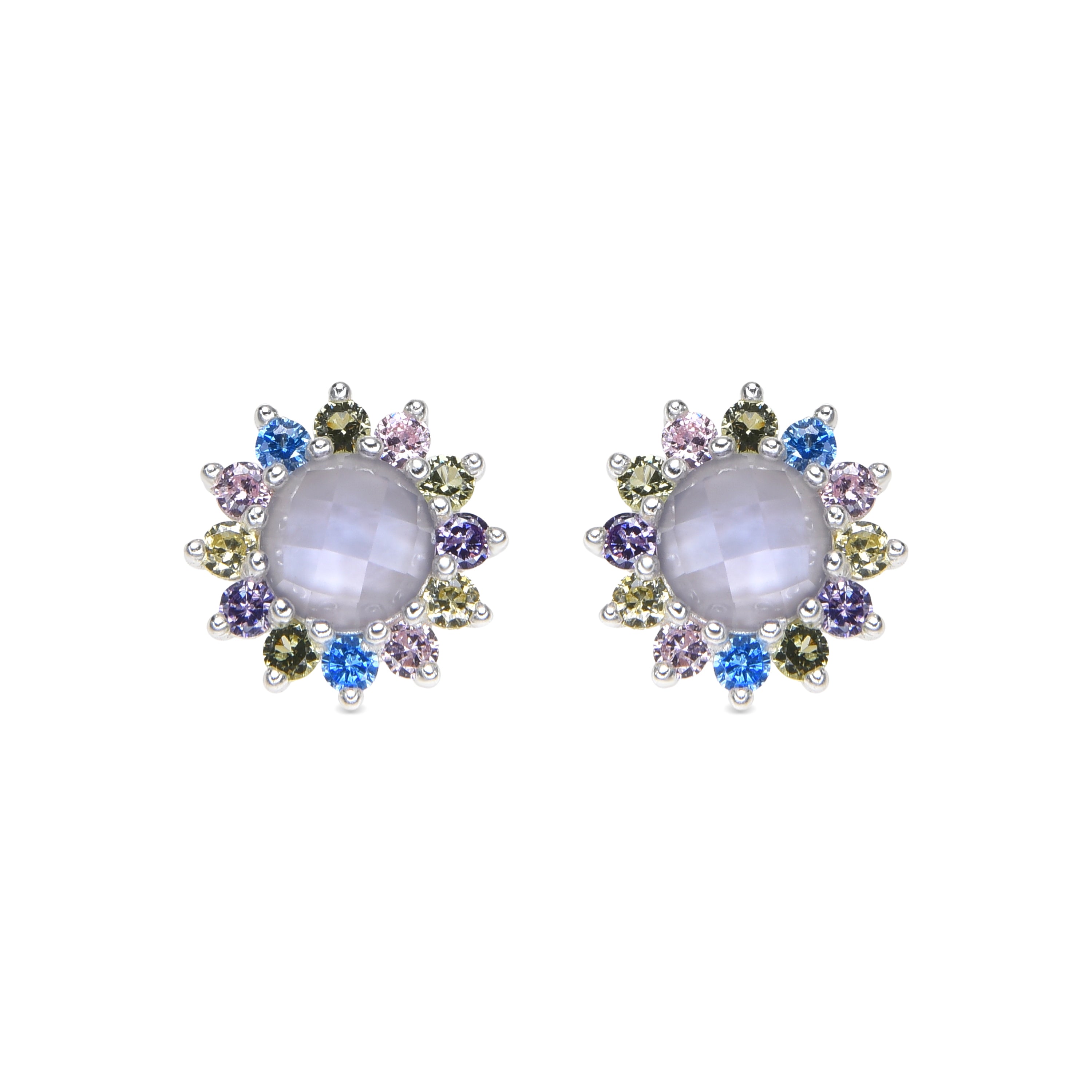 Pendientes de Plata de Ley 925 y Circonita Multicolor acabado rodio - Nopsa