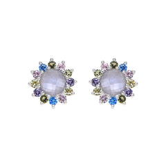 925 Sterling Silver Earrings with Multicolor Zirconia, Rhodium Finish - Nopsa