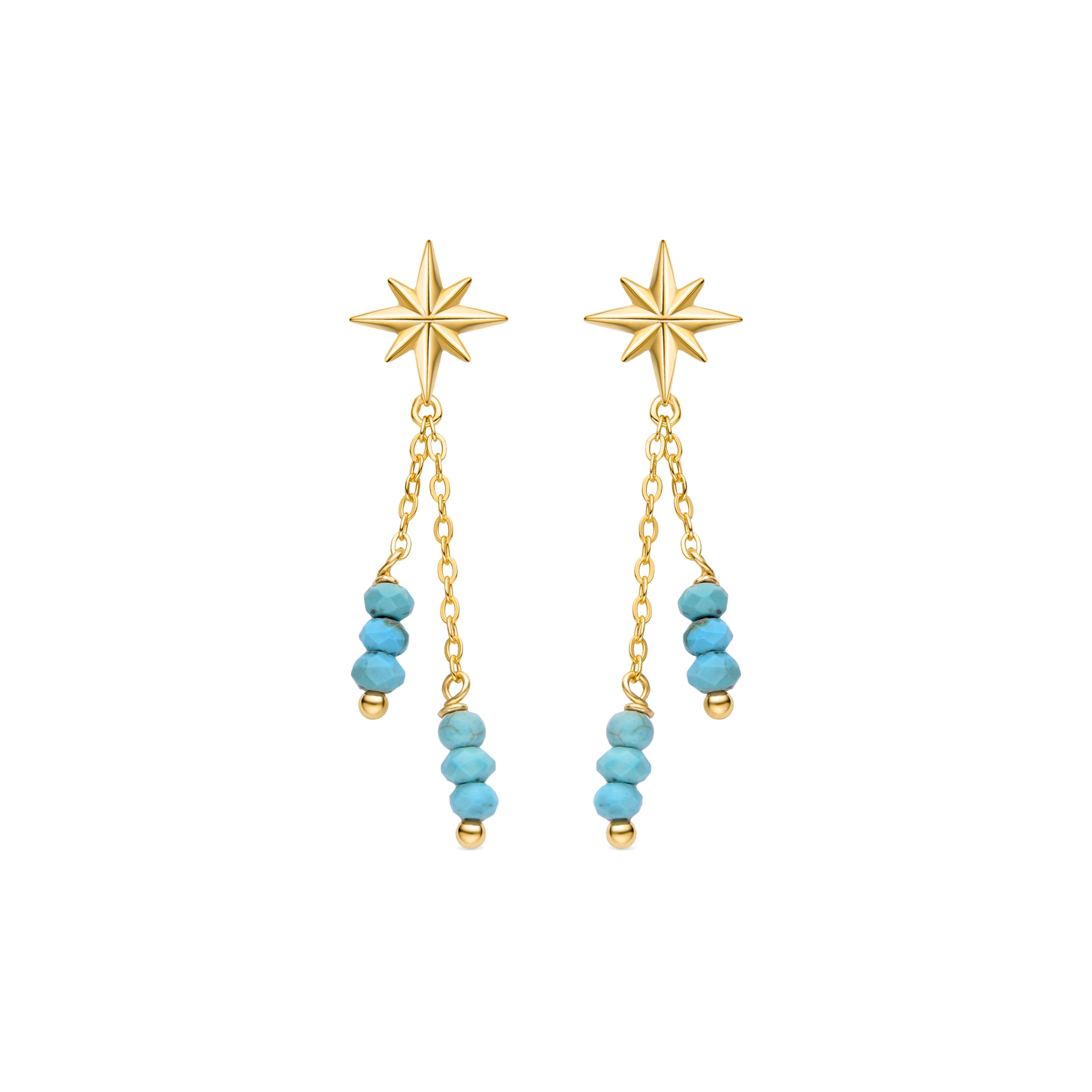 925 Sterling Silver Earrings with Turquoise finished in 18K yellow gold - Flau