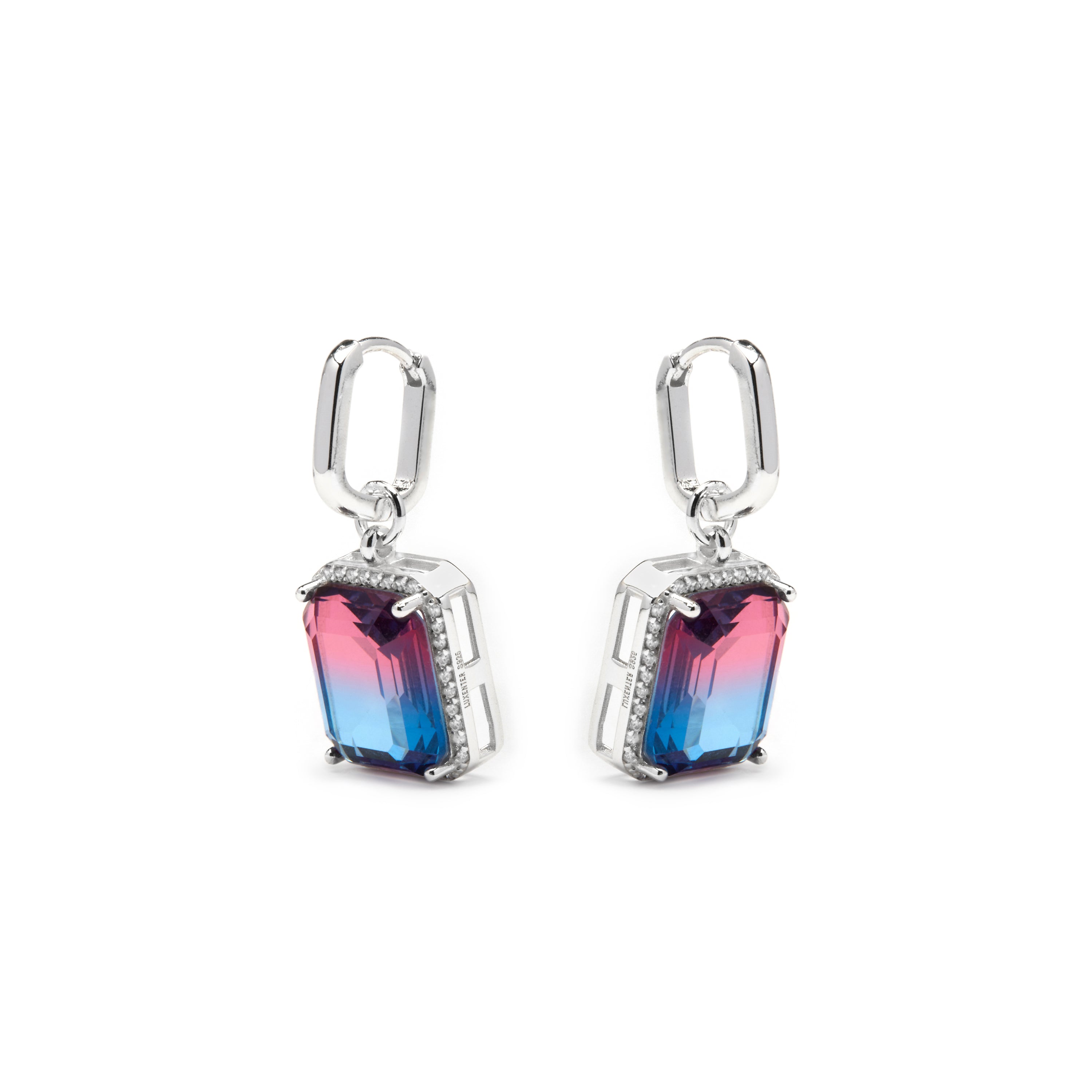 Orecchini in Argento Sterling 925 e Quarzo Iidrotermale Blu Degradato finitura rodio - Kakan