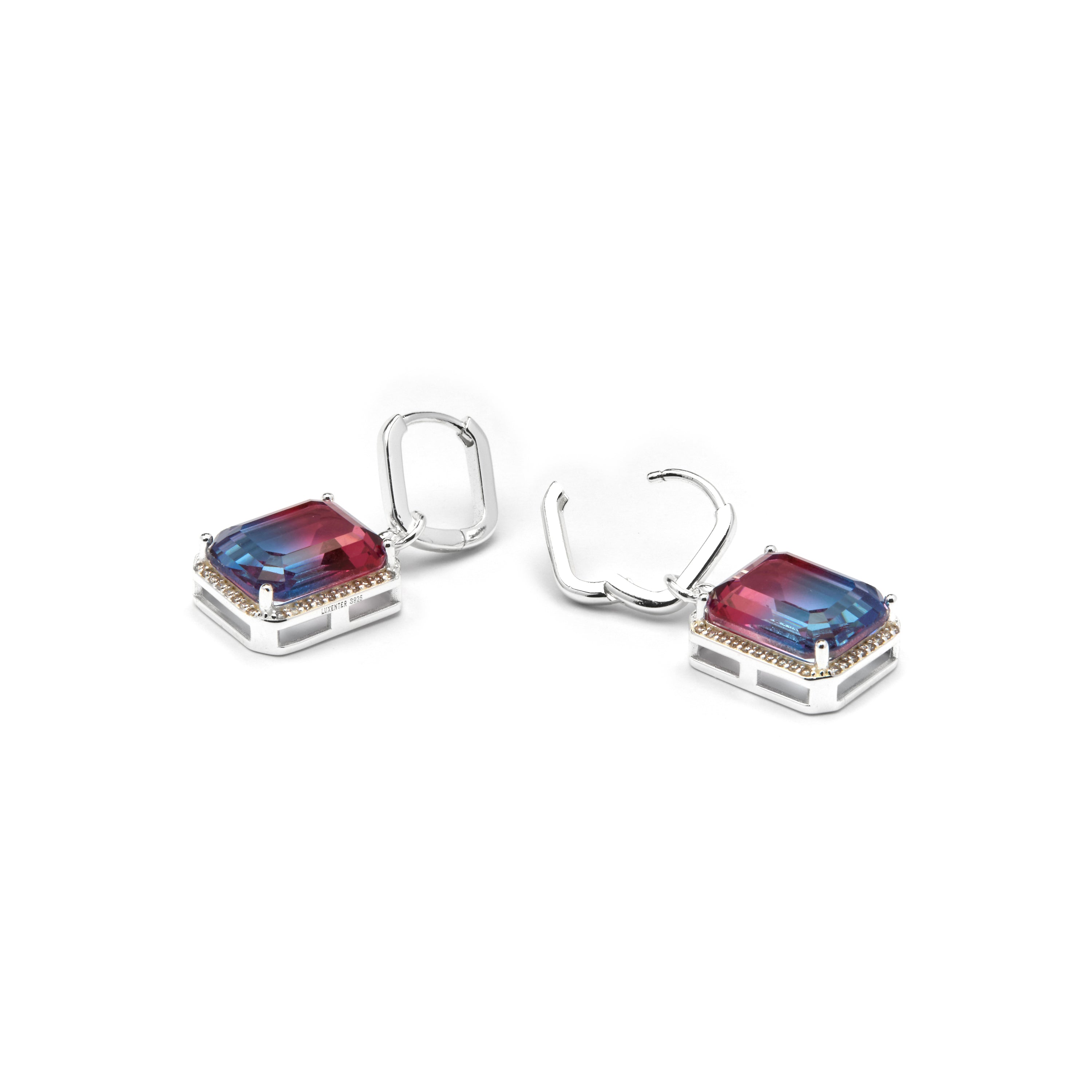 Orecchini in Argento Sterling 925 e Quarzo Iidrotermale Blu Degradato finitura rodio - Kakan