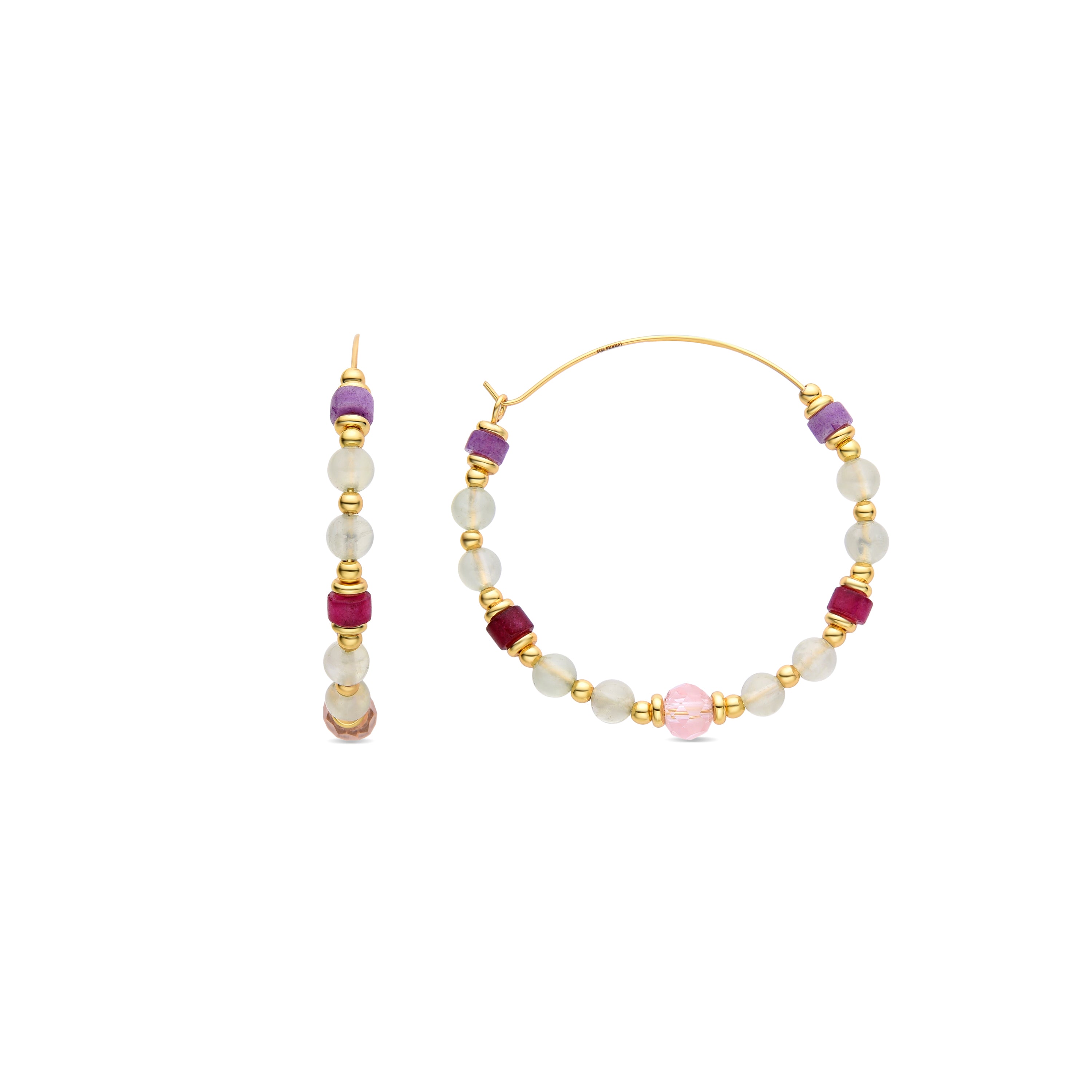 Boucles d'oreilles en argent sterling 925 avec préhnite finies en or jaune 18K - Orchoi