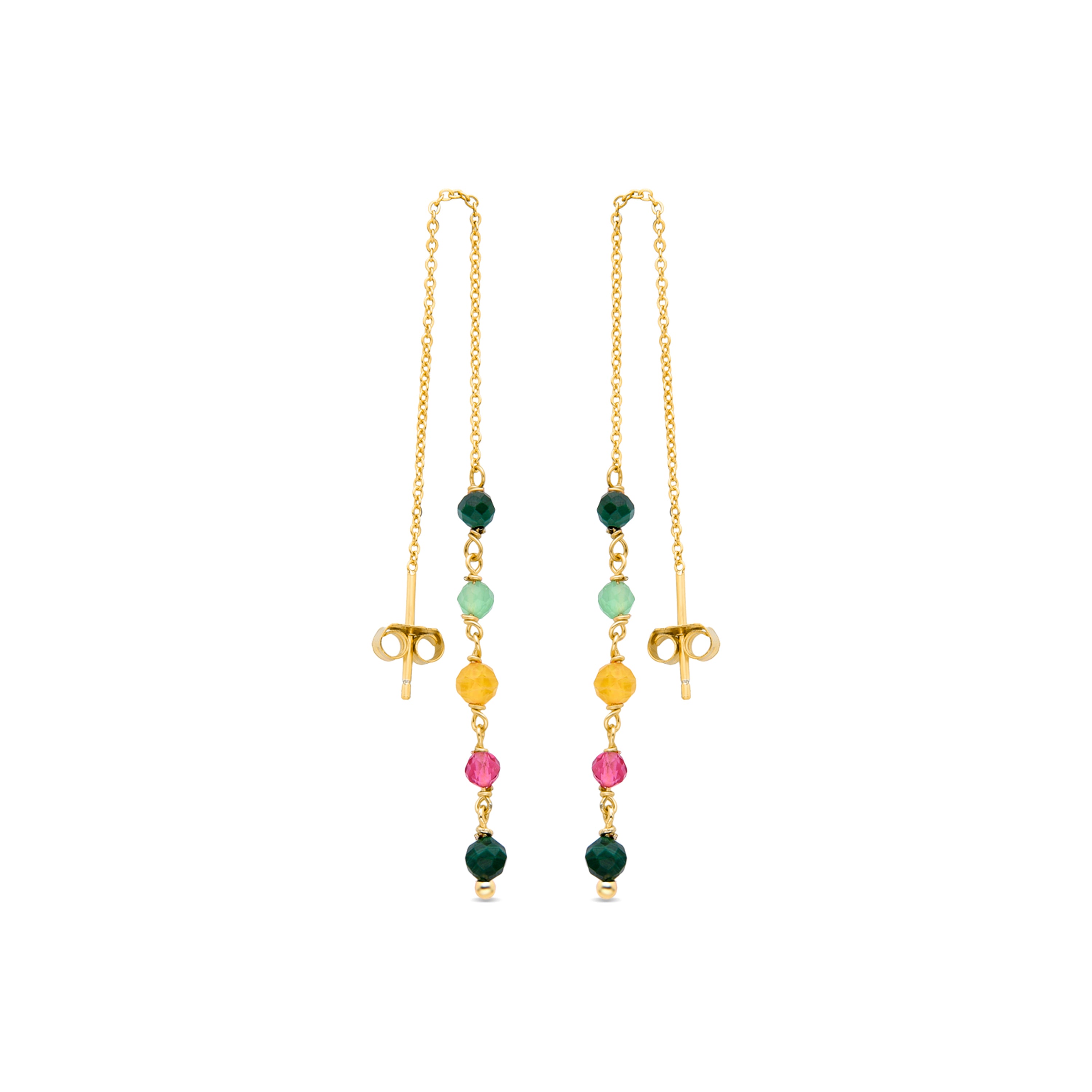 925 Sterling Silver Earrings with Multicolor Crystal finished in 18K yellow gold - Butterfly