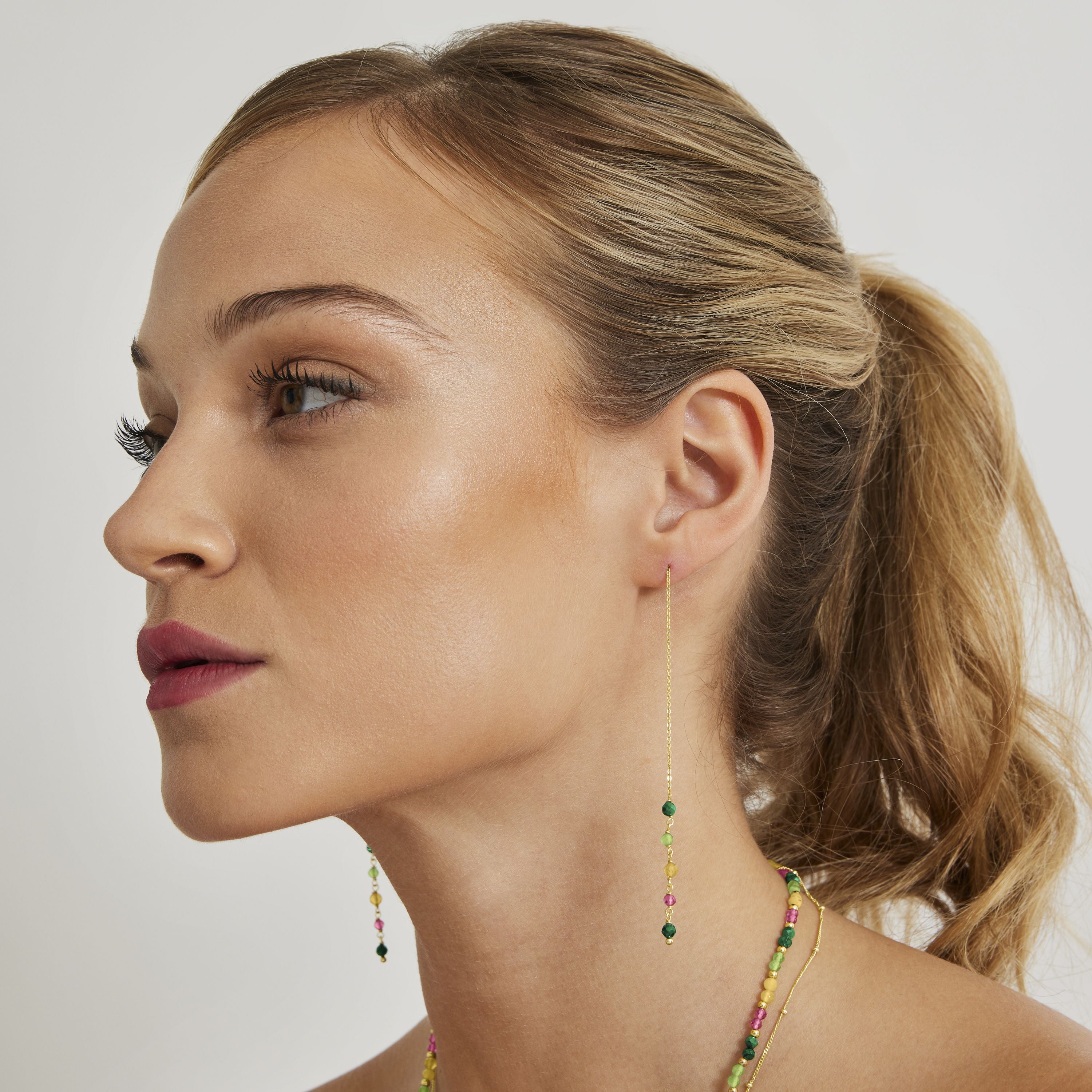 925 Sterling Silver Earrings with Multicolor Crystal finished in 18K yellow gold - Butterfly
