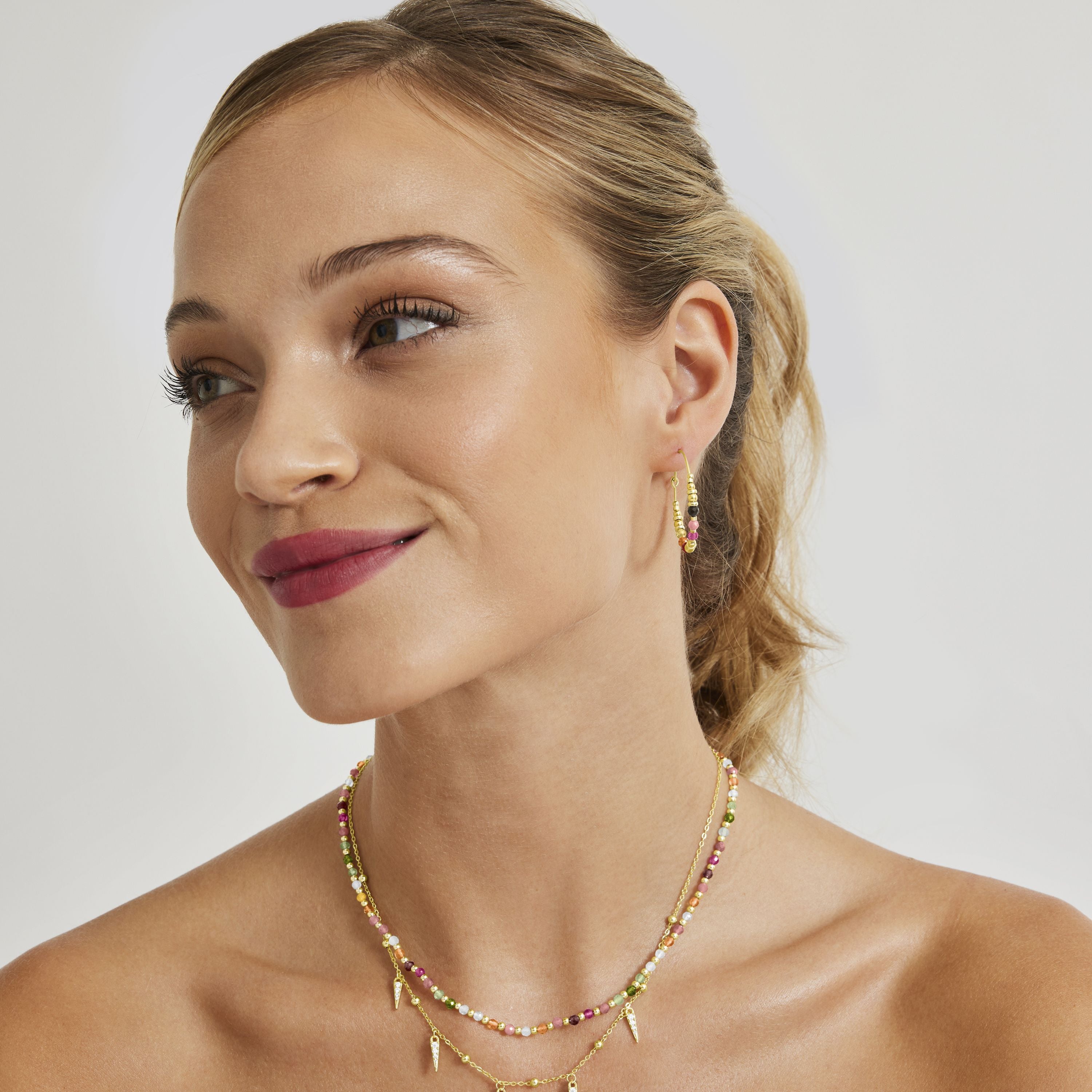 Pendientes de Plata de Ley 925 con Cristal Multicolor acabados en oro amarillo 18K - Beimil
