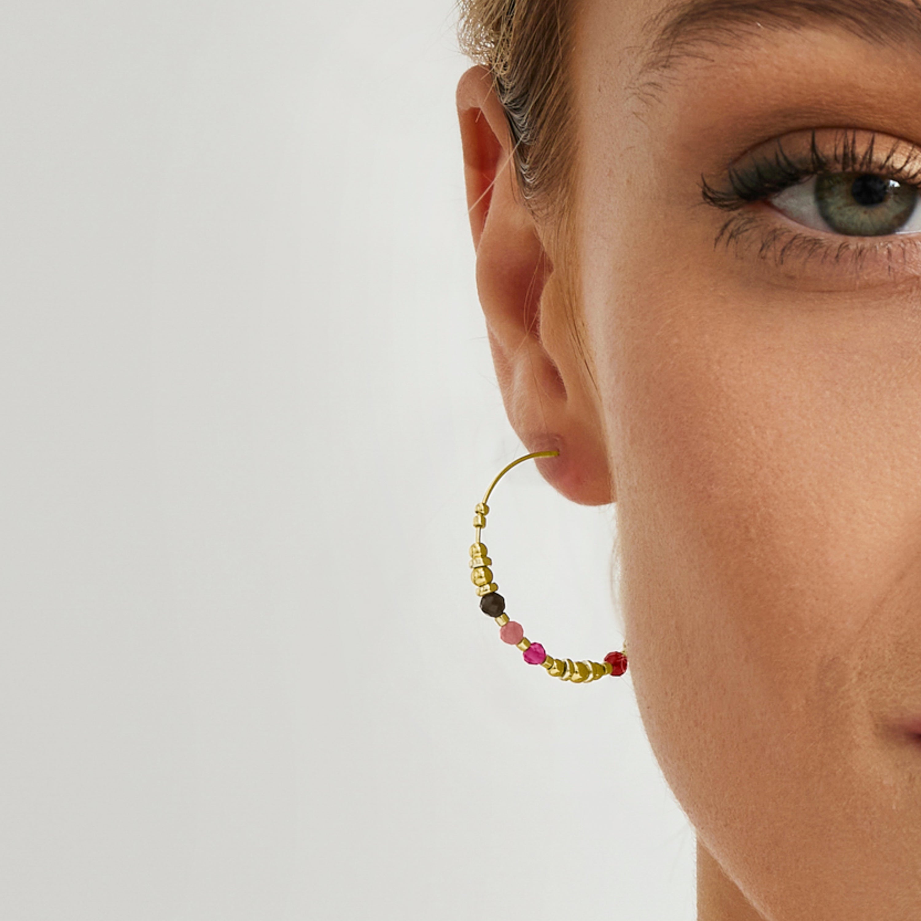 Pendientes de Plata de Ley 925 con Cristal Multicolor acabados en oro amarillo 18K - Beimil