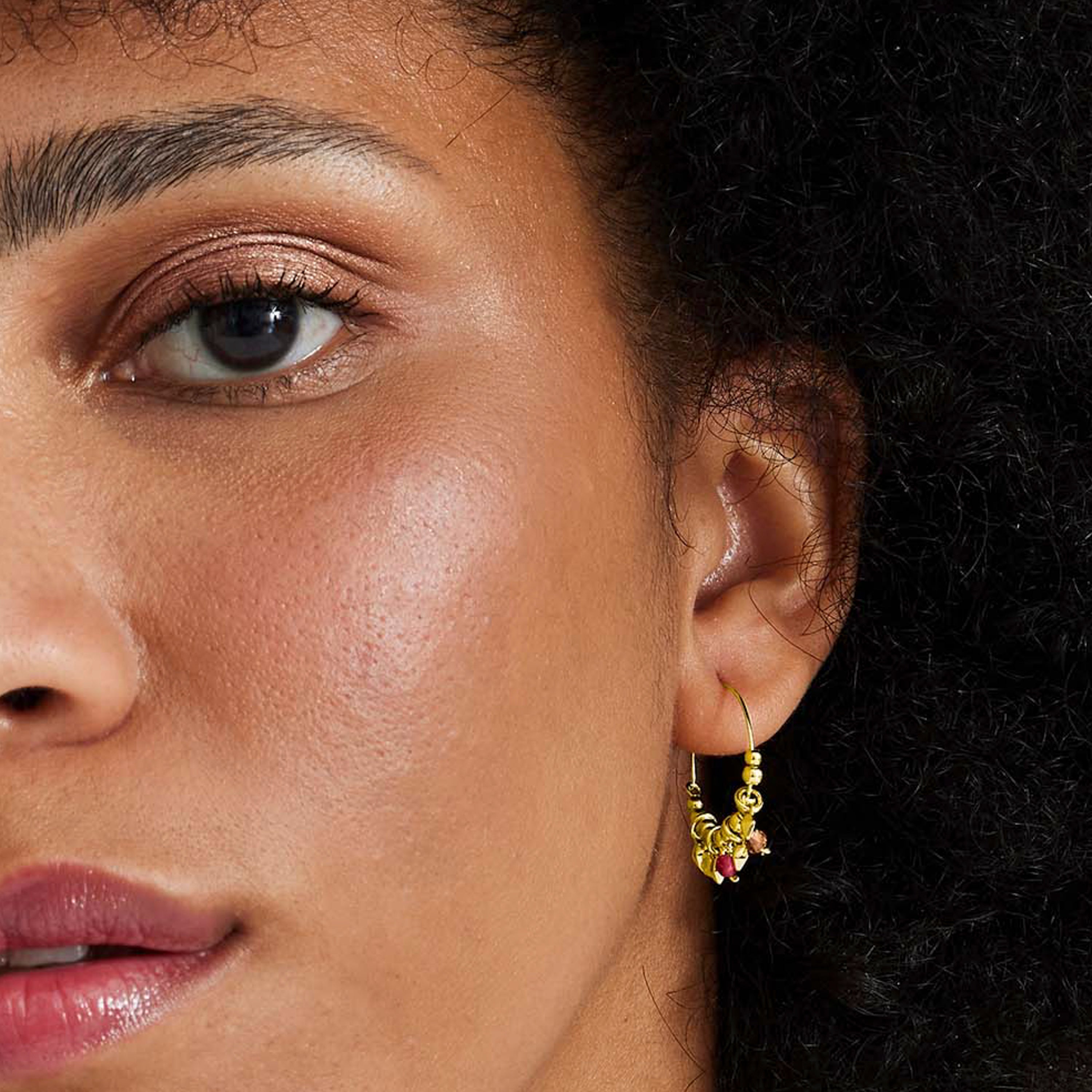 925 Sterling Silver Earrings with Multicolor Crystal finished in 18K yellow gold - Akrul