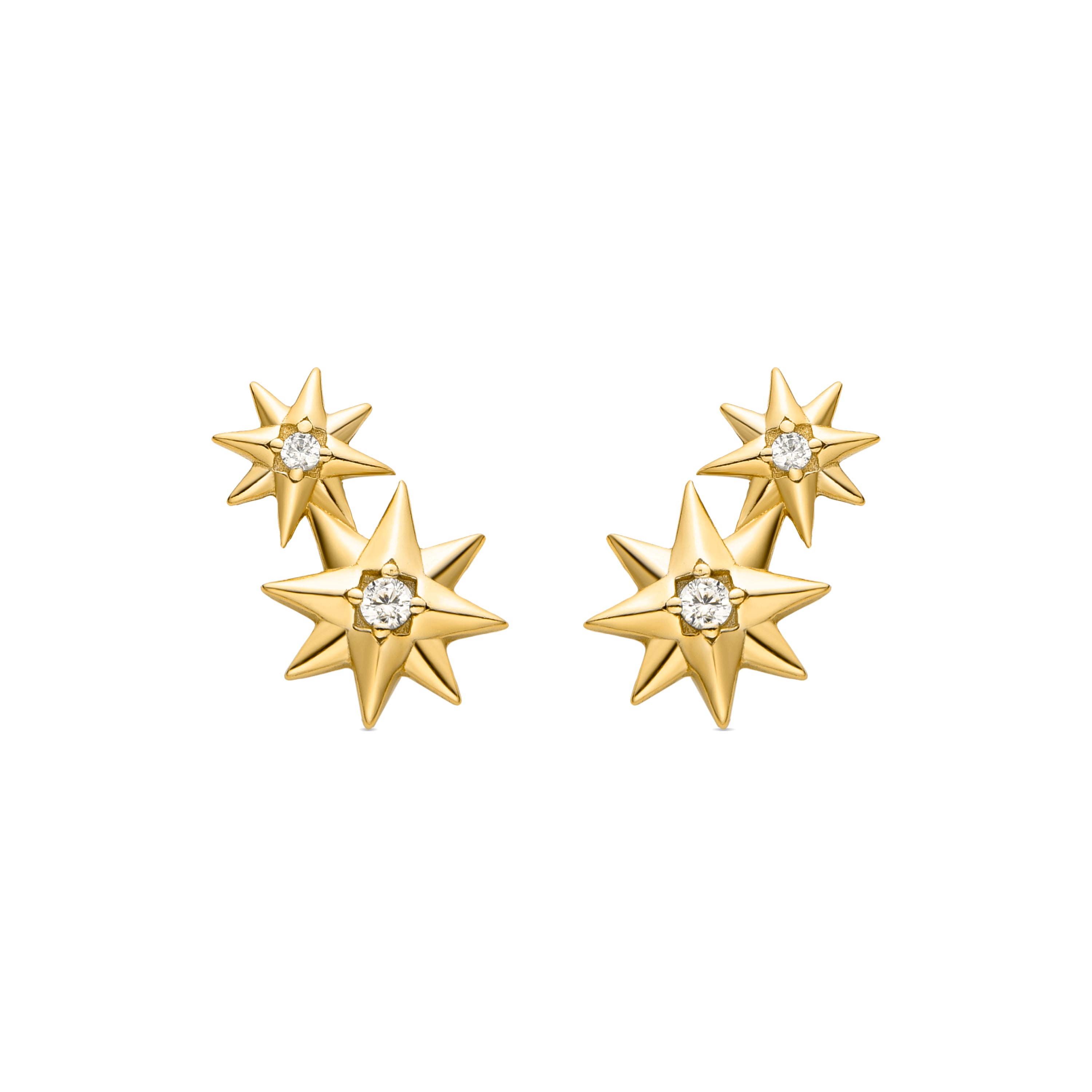 925 Sterling Silver Earrings with Brilliant Zirconia finished in 18K yellow gold - Oiel