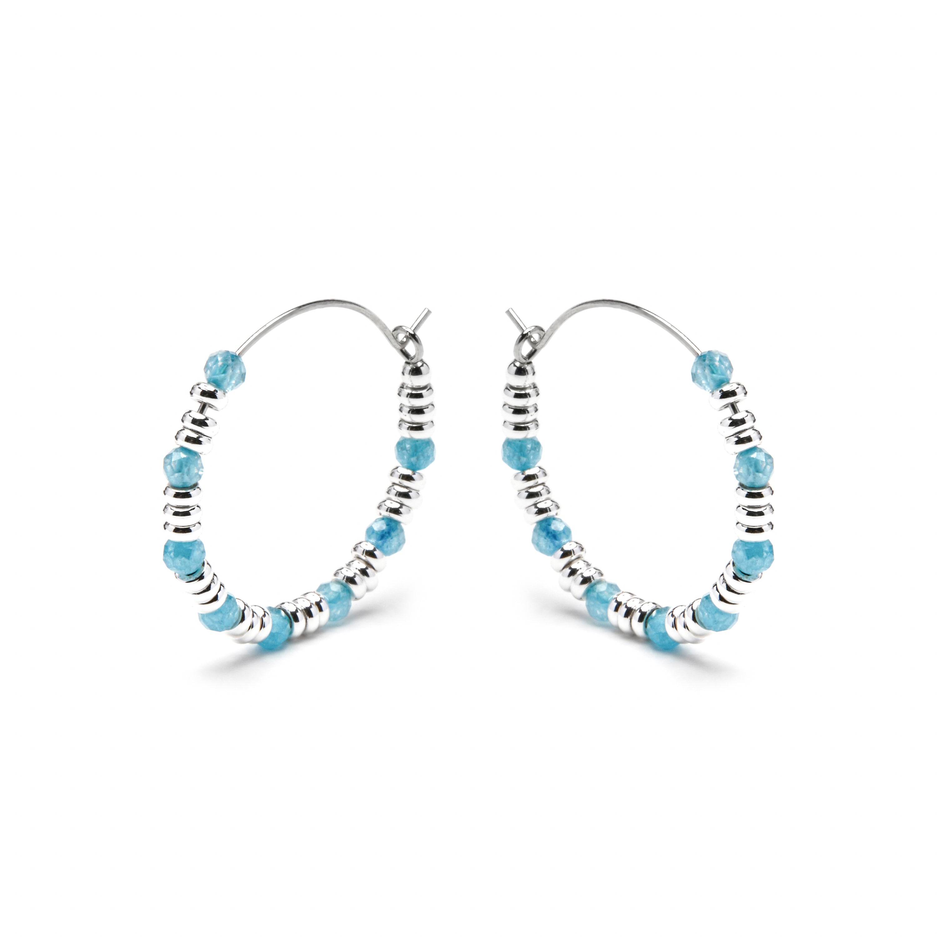Orecchini in Argento Sterling 925 e Zirconia Acquamarina con finitura in rodio - Deli