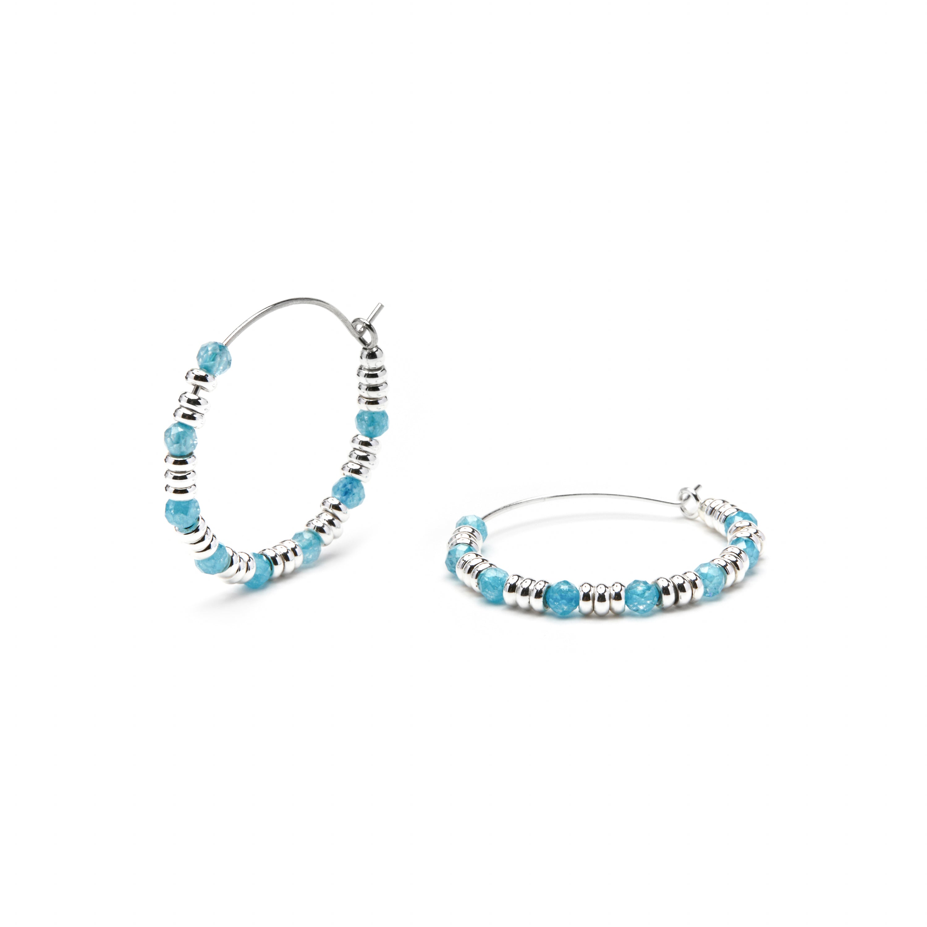 Orecchini in Argento Sterling 925 e Zirconia Acquamarina con finitura in rodio - Deli