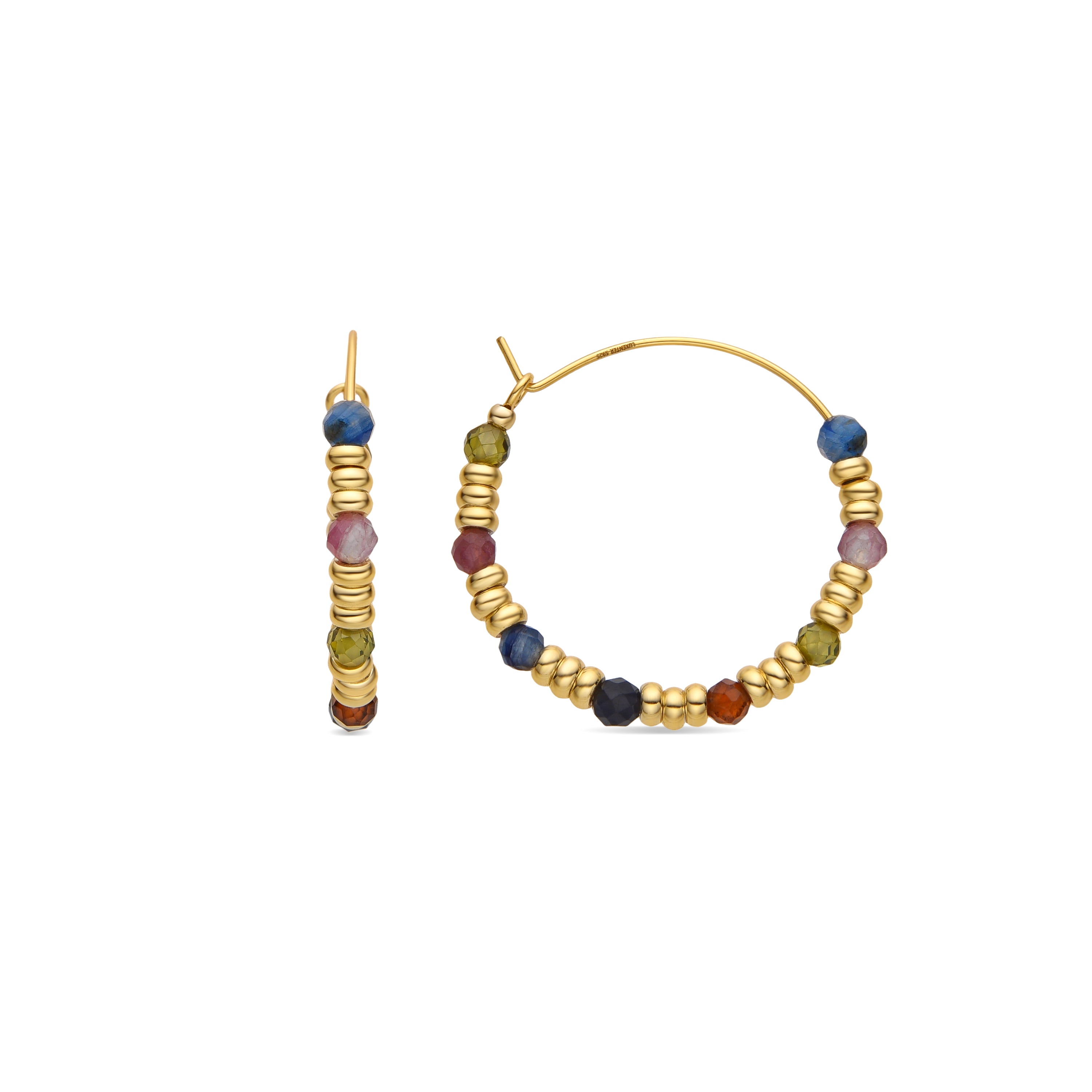 925 Sterling Silver Earrings with Multicolor Crystal finished in 18k Gold - Deli