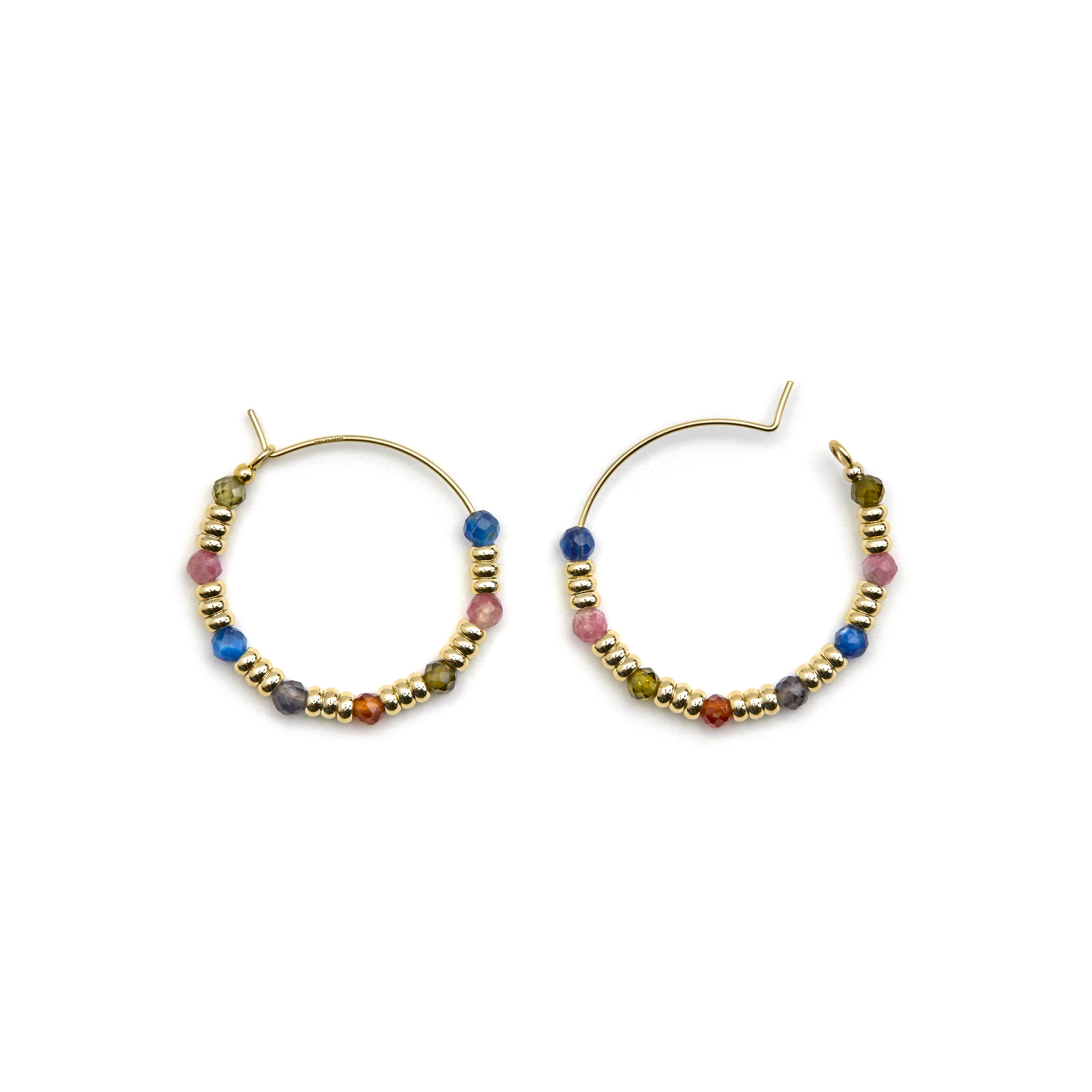 925 Sterling Silver Earrings with Multicolor Crystal finished in 18k Gold - Deli