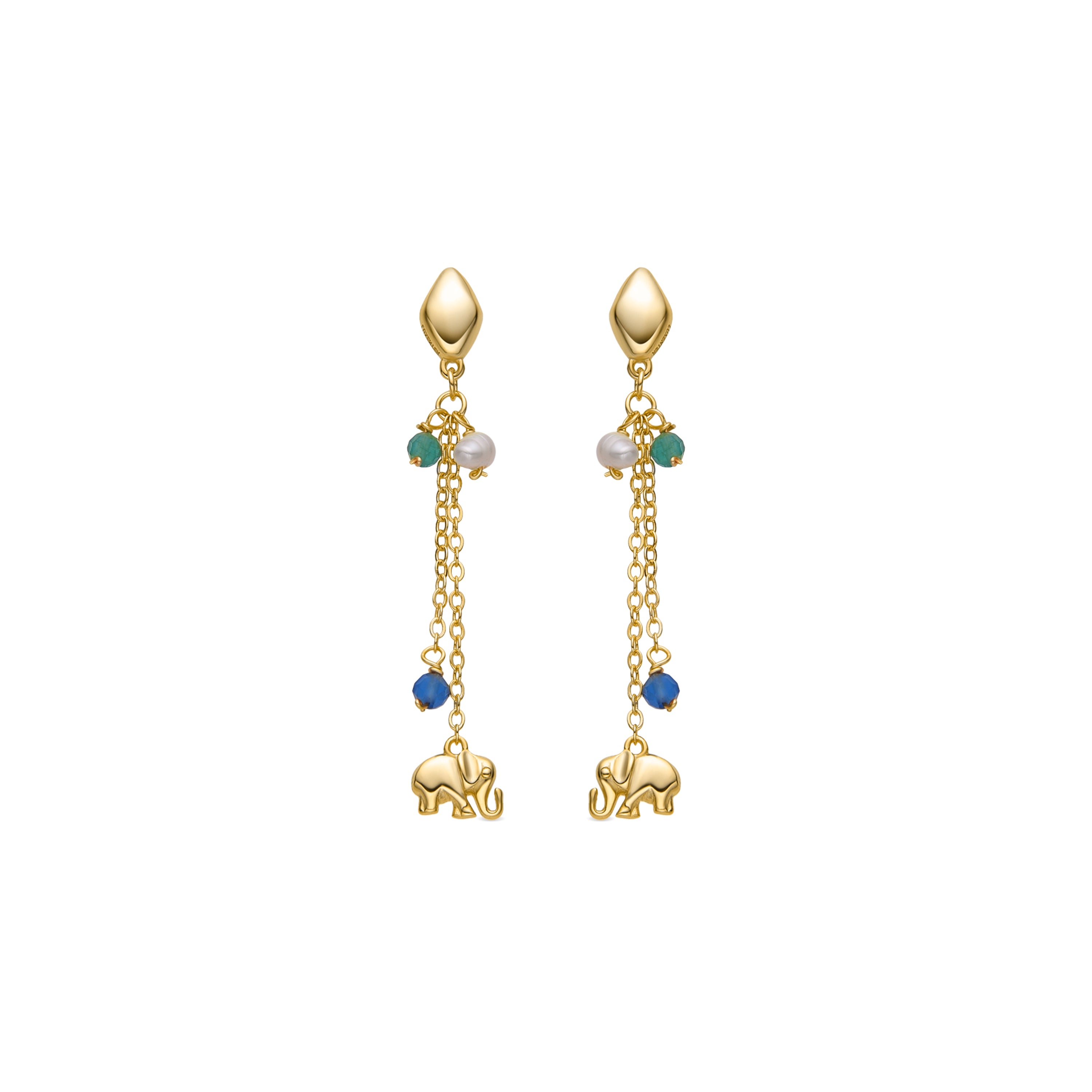 Orecchini in Argento Sterling 925 e Cristallo Blu Scuro finitura oro 18k - Dirhum