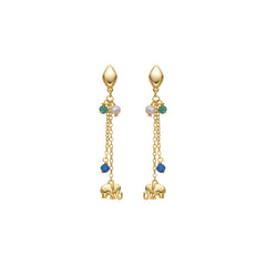 925 Sterling Silver Earrings with Dark Blue Crystal finished in 18k Gold - Dirhum