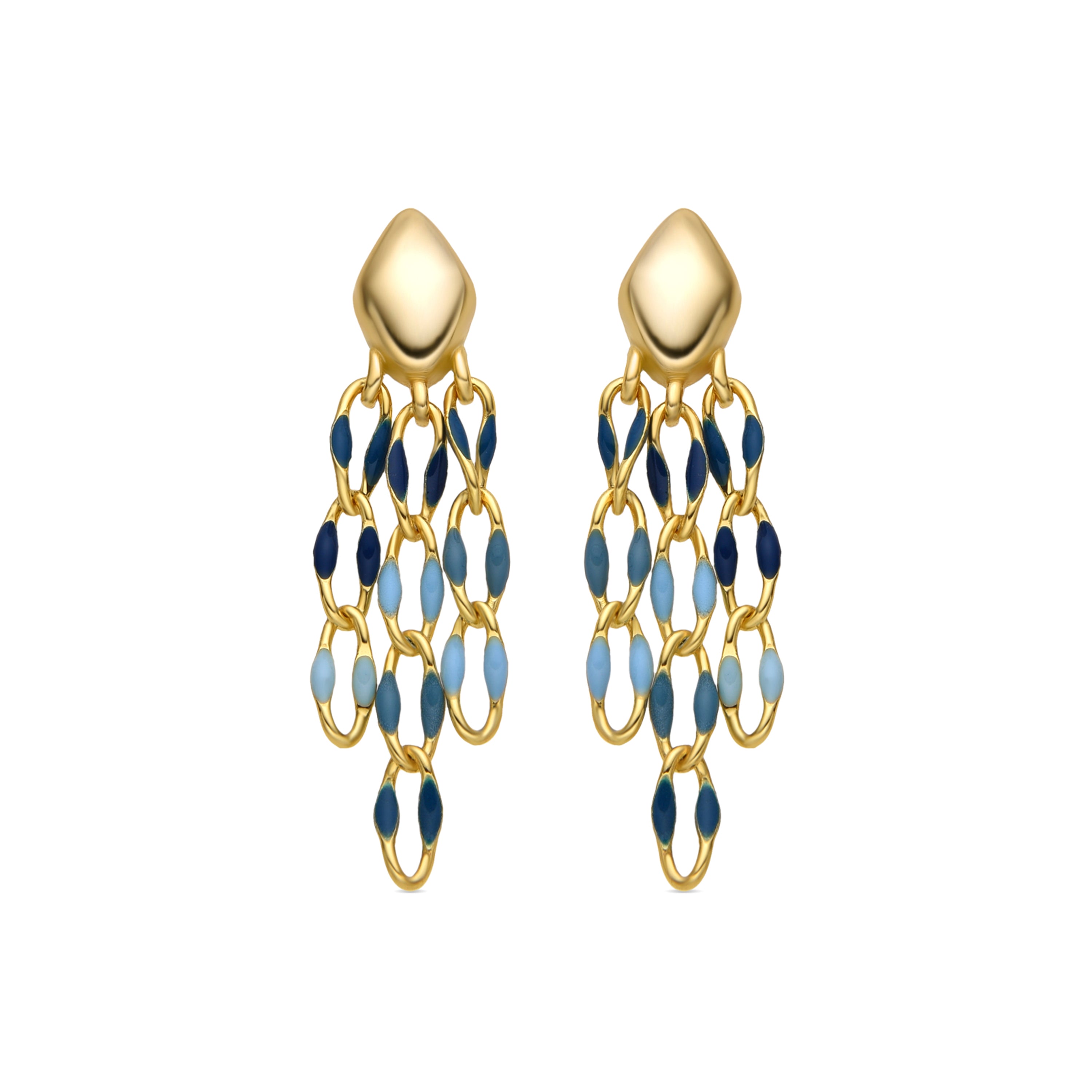Pendientes de Plata de Ley 925 y Lacado Azul acabado oro 18k - Shione