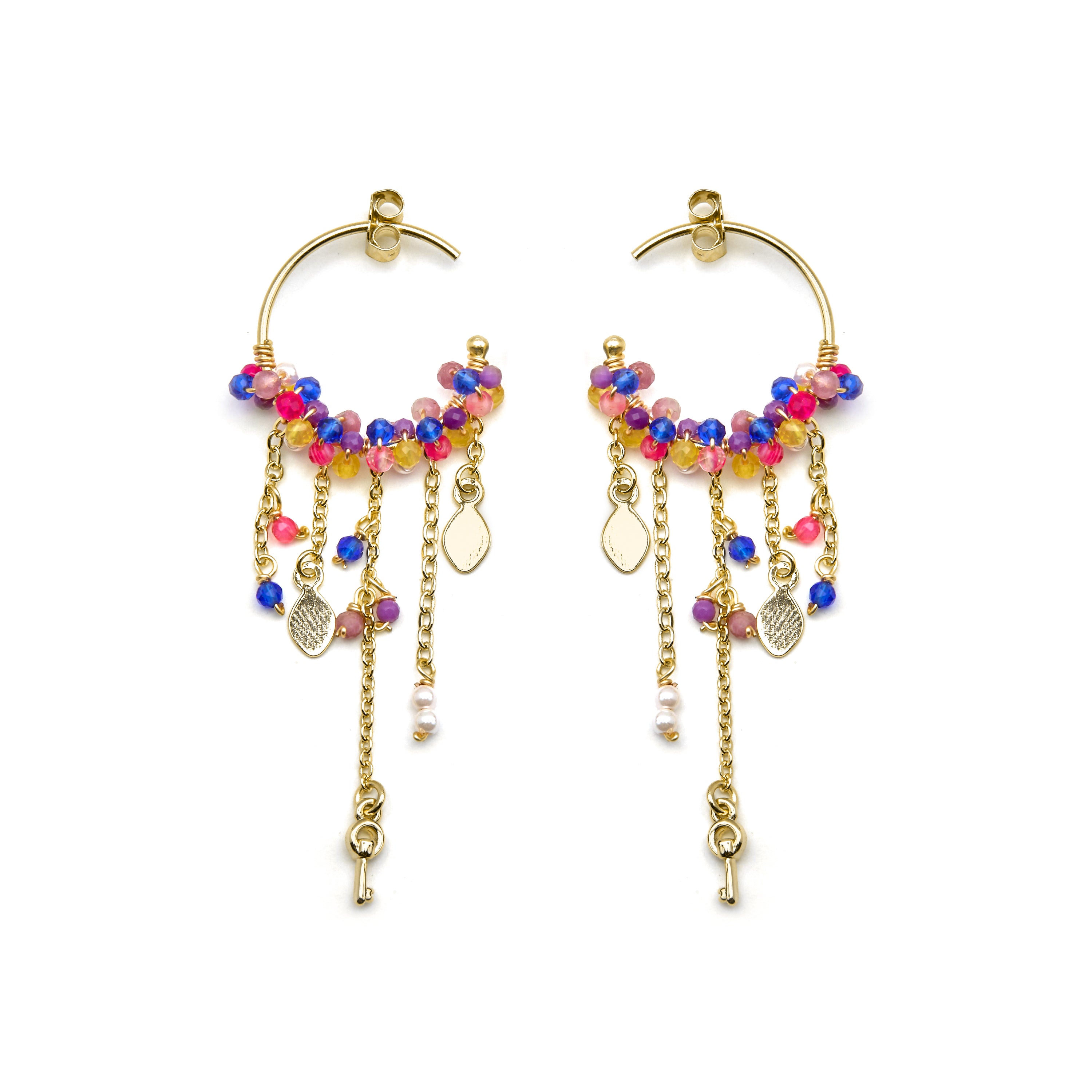Orecchini in Argento Sterling 925 e Cristallo Multicolore con finitura in oro 18k - Busde