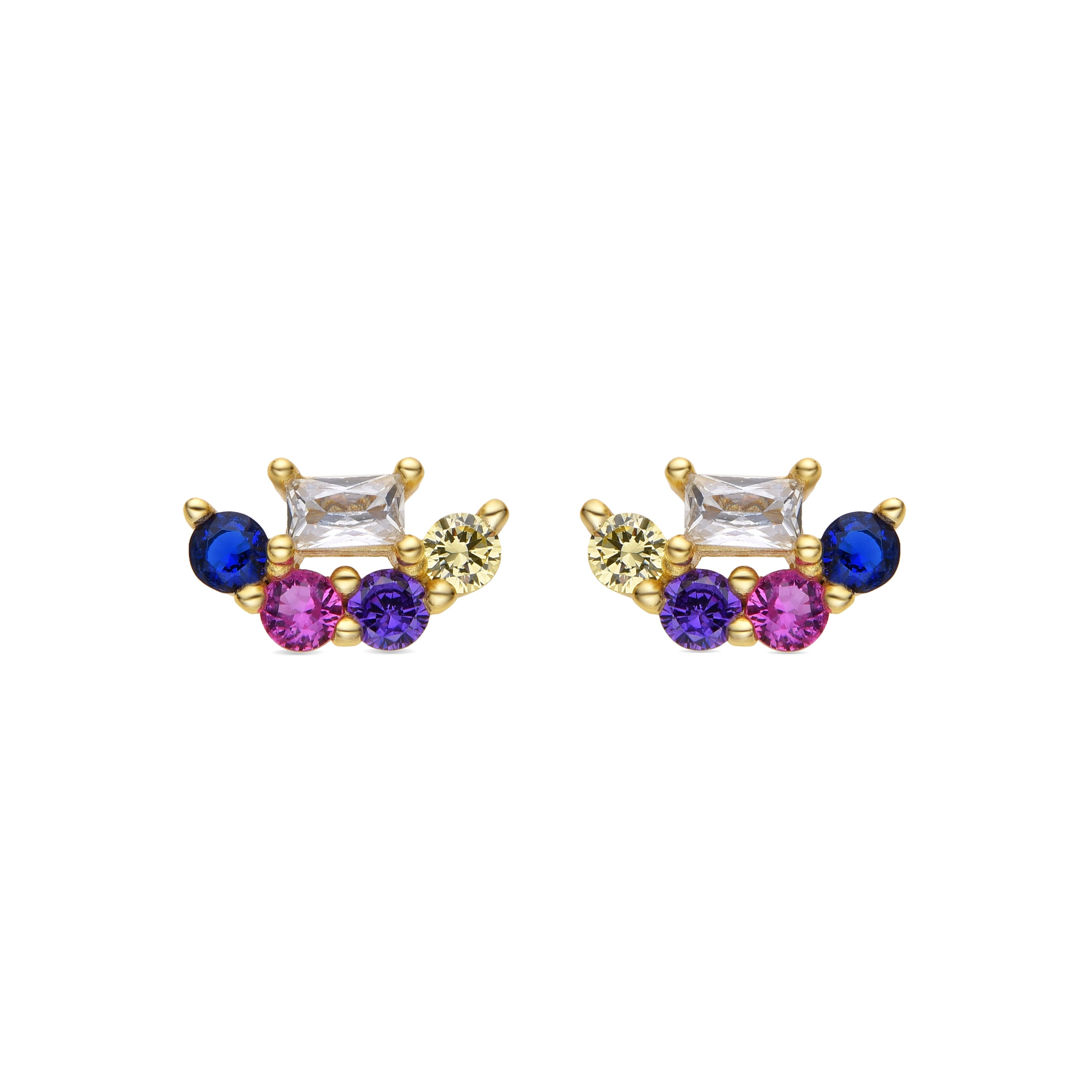 Pendientes de Plata de Ley 925 y Circonita Multicolor acabado oro 18k - Nockyo