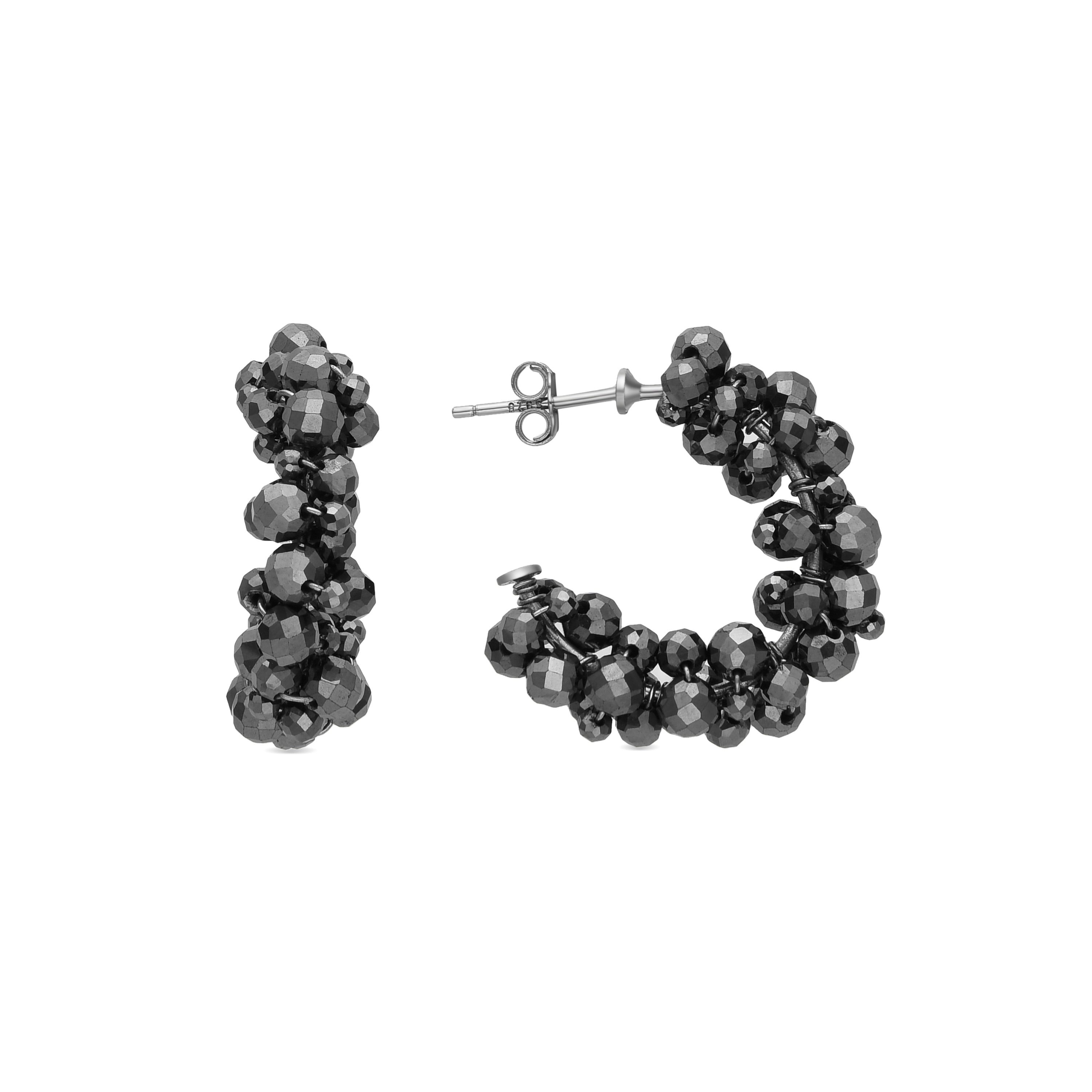 Pendientes de Plata de Ley 925 y Hematite acabado en rodio - Silka