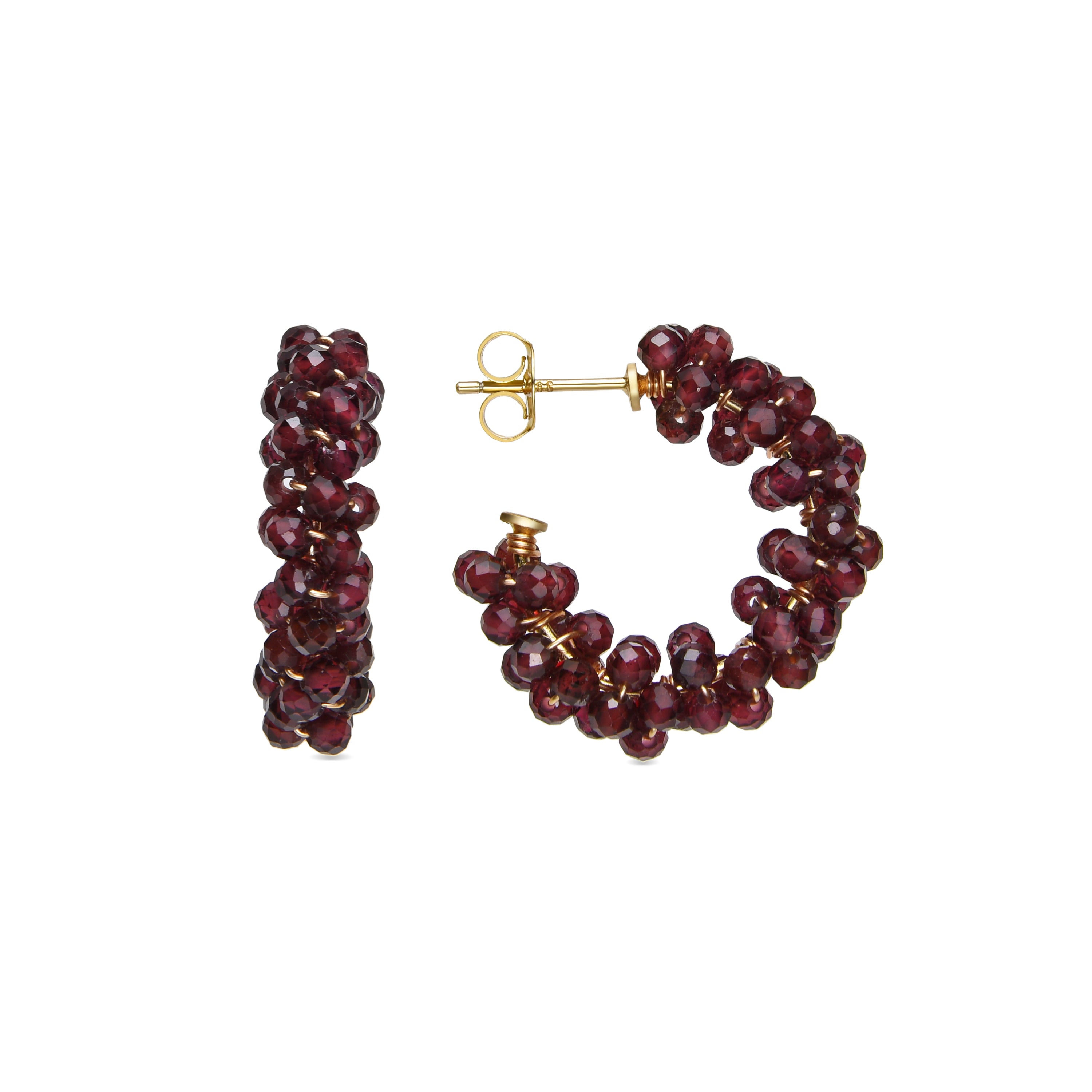 925 Sterling Silver Earrings with Garnet Crystal finished in 18k Gold - Silka