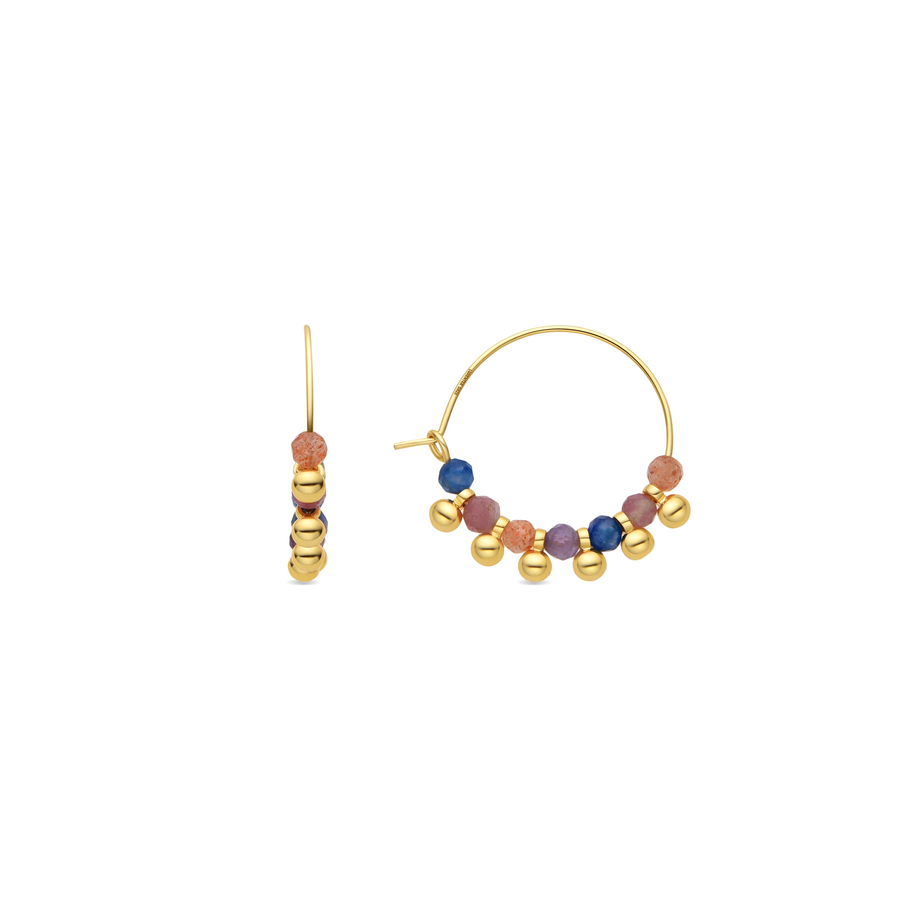 Brincos de Prata de Lei 925 e Cristal Multicolor com acabamento em ouro 18k - Kapac