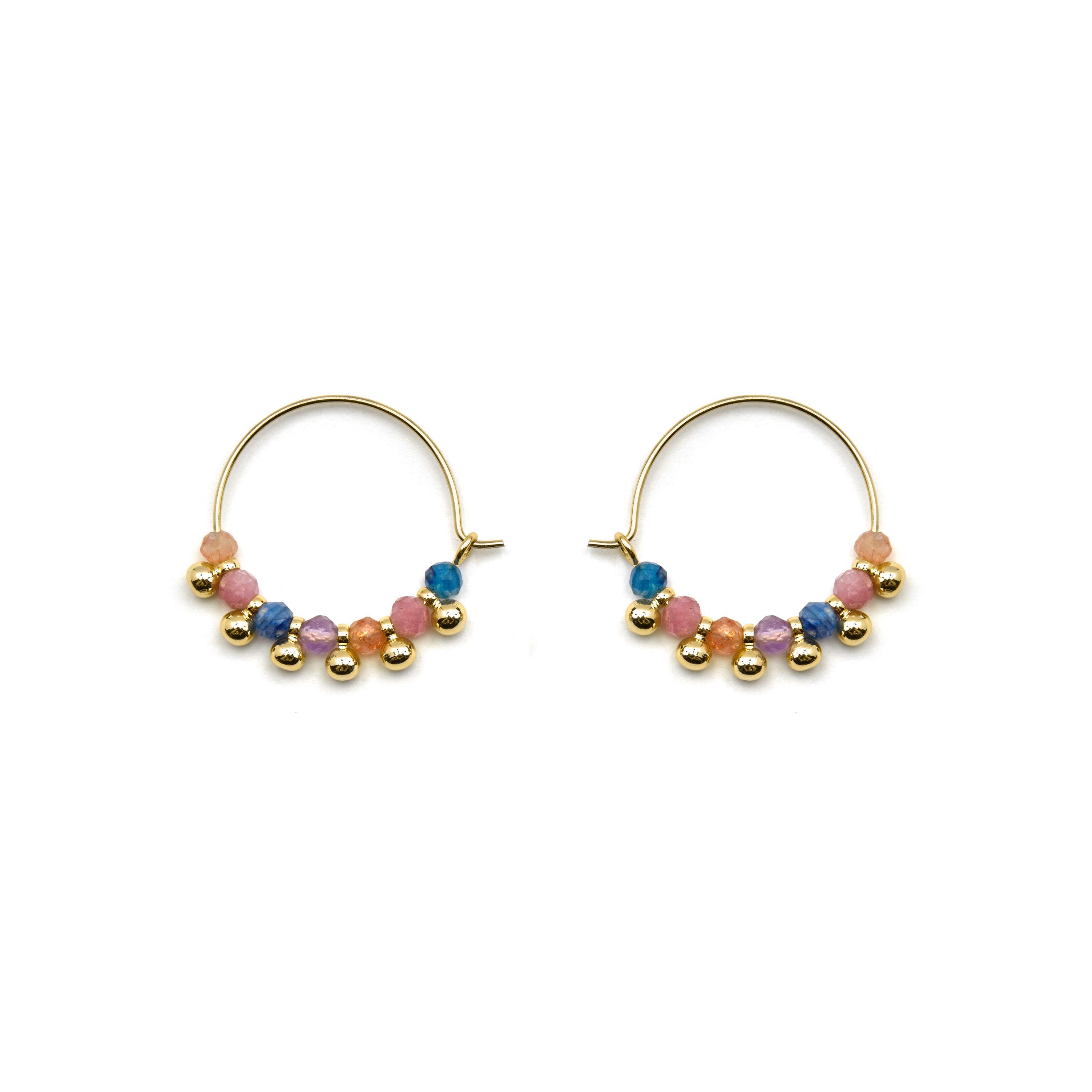 Brincos de Prata de Lei 925 e Cristal Multicolor com acabamento em ouro 18k - Kapac