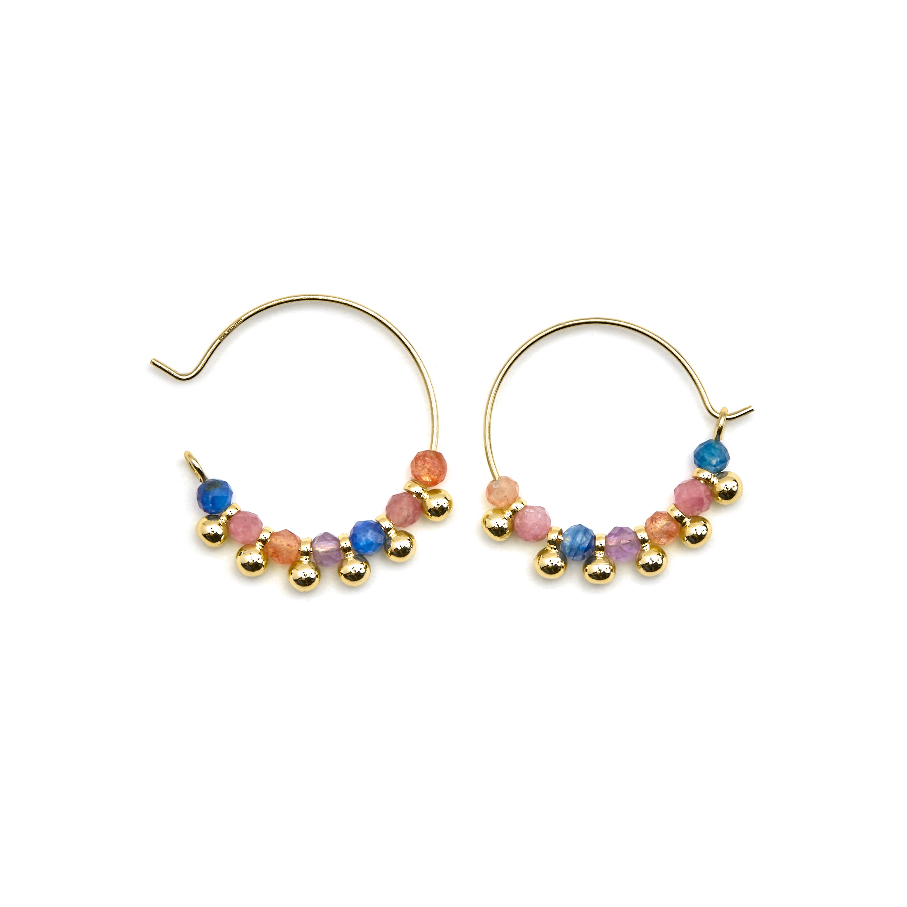 Brincos de Prata de Lei 925 e Cristal Multicolor com acabamento em ouro 18k - Kapac