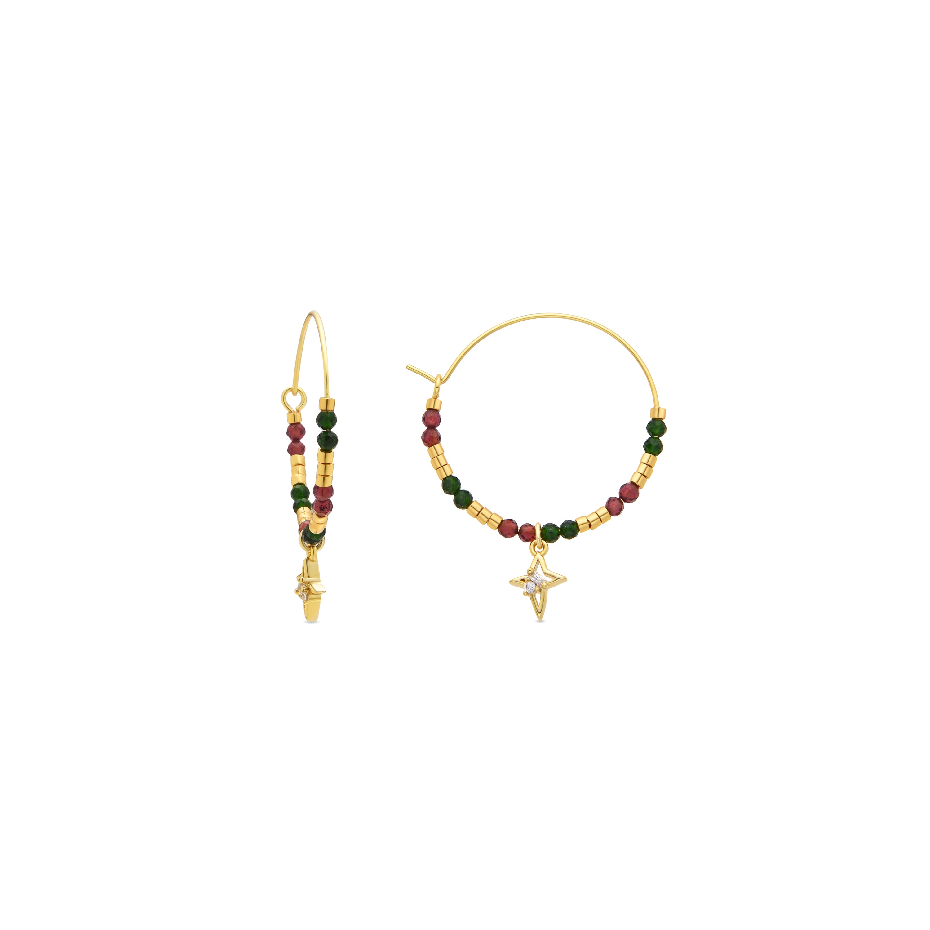 Boucles d'oreilles en argent sterling 925 et zircon brillant finition or 18k - Paila