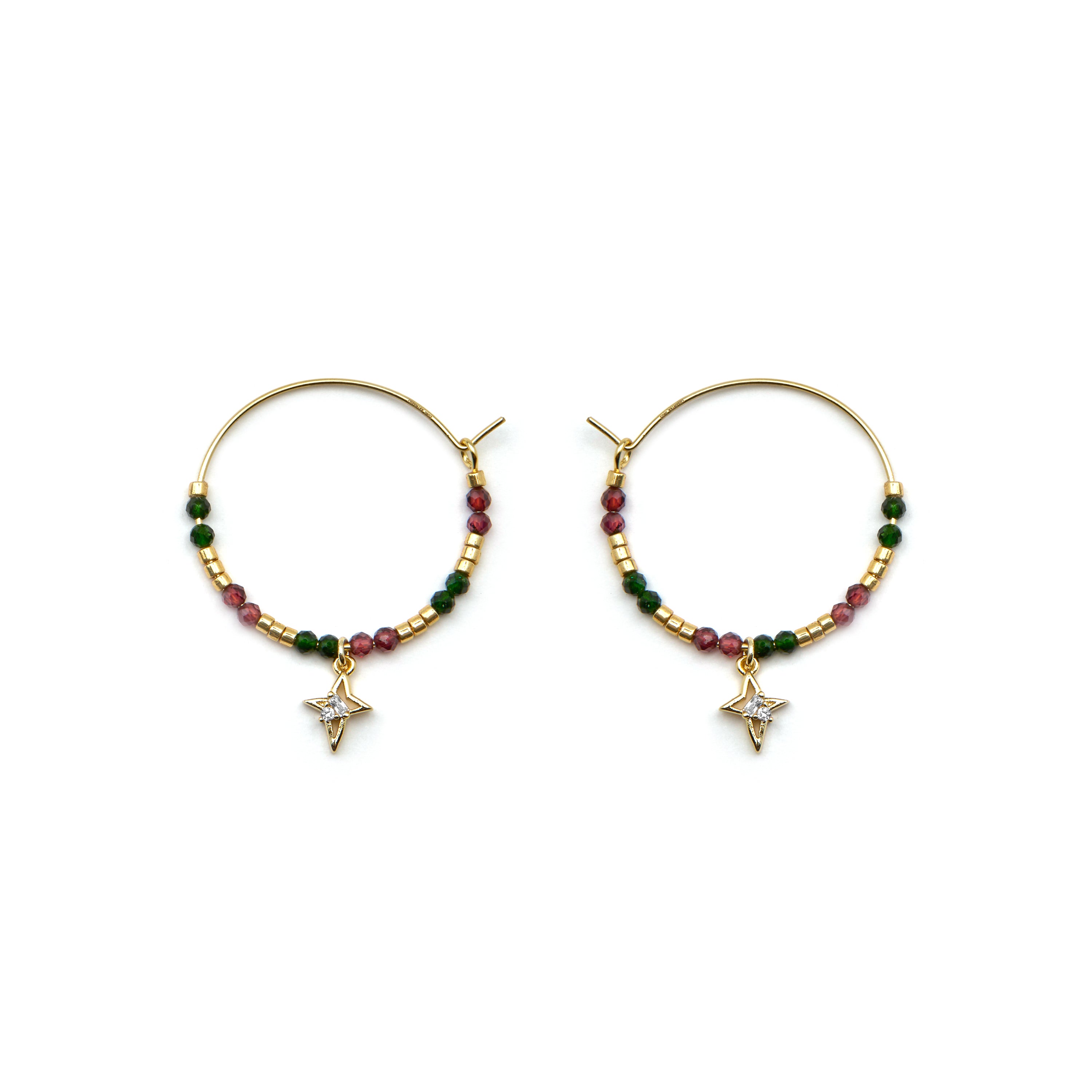 Boucles d'oreilles en argent sterling 925 et zircon brillant finition or 18k - Paila