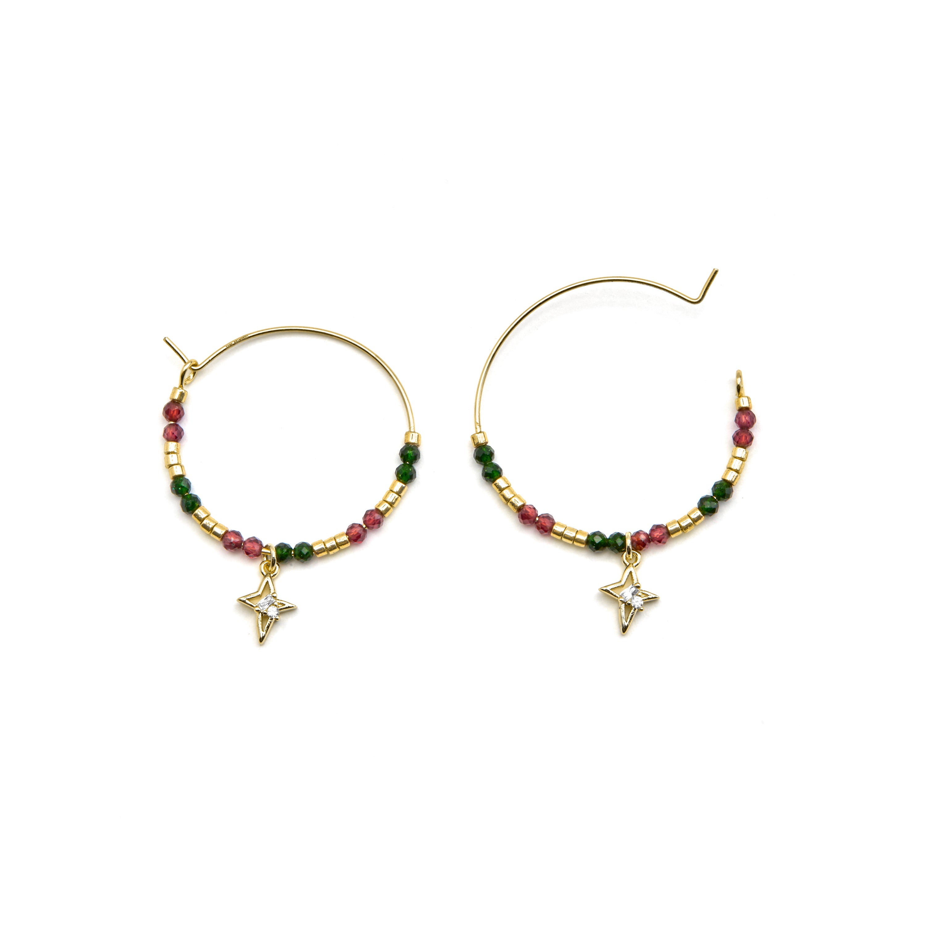 Boucles d'oreilles en argent sterling 925 et zircon brillant finition or 18k - Paila